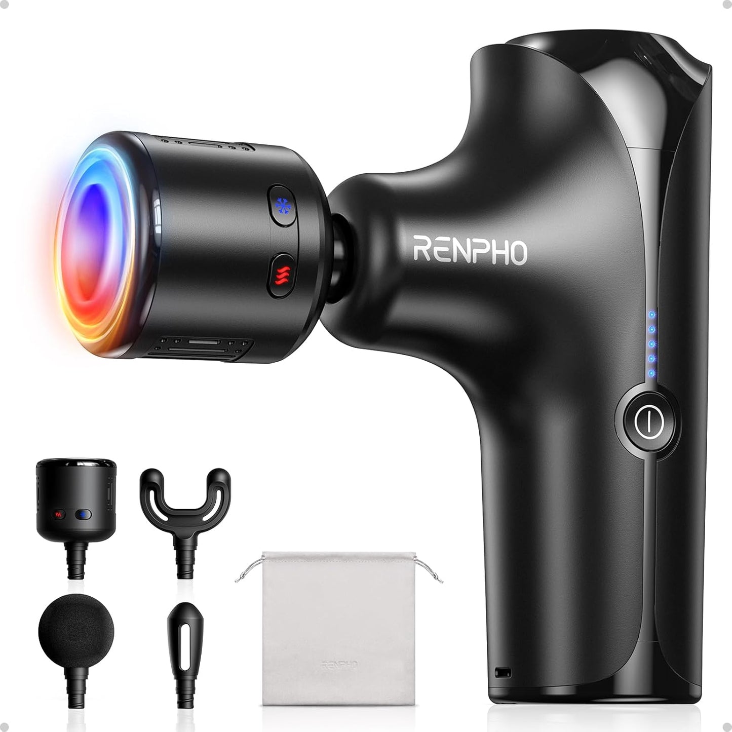 RENPHO Mini Massage Gun with Heat and Cold, Professional Pocket-Sized Percussion Massager, Portable Deep Tissue Massager with Travel Carry Bag