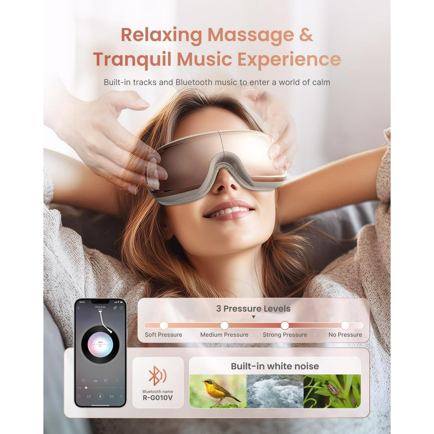 RENPHO Eye Massager with Heat and Cooling for Migraines, FSA HSA Eyeris Eye Sleep Mask with Voice Control, DIY Music Eye Relax Devices, Birthday, Valentines Gifts for Women/Men