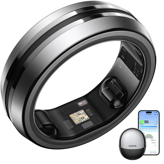 Renpho Lynx Smart Ring Health Tracker for Women & Men, Fitness & Sleep Monitor, FSA HSA Eligible Waterproof Titanium No Subscription, Size 11, Sliver