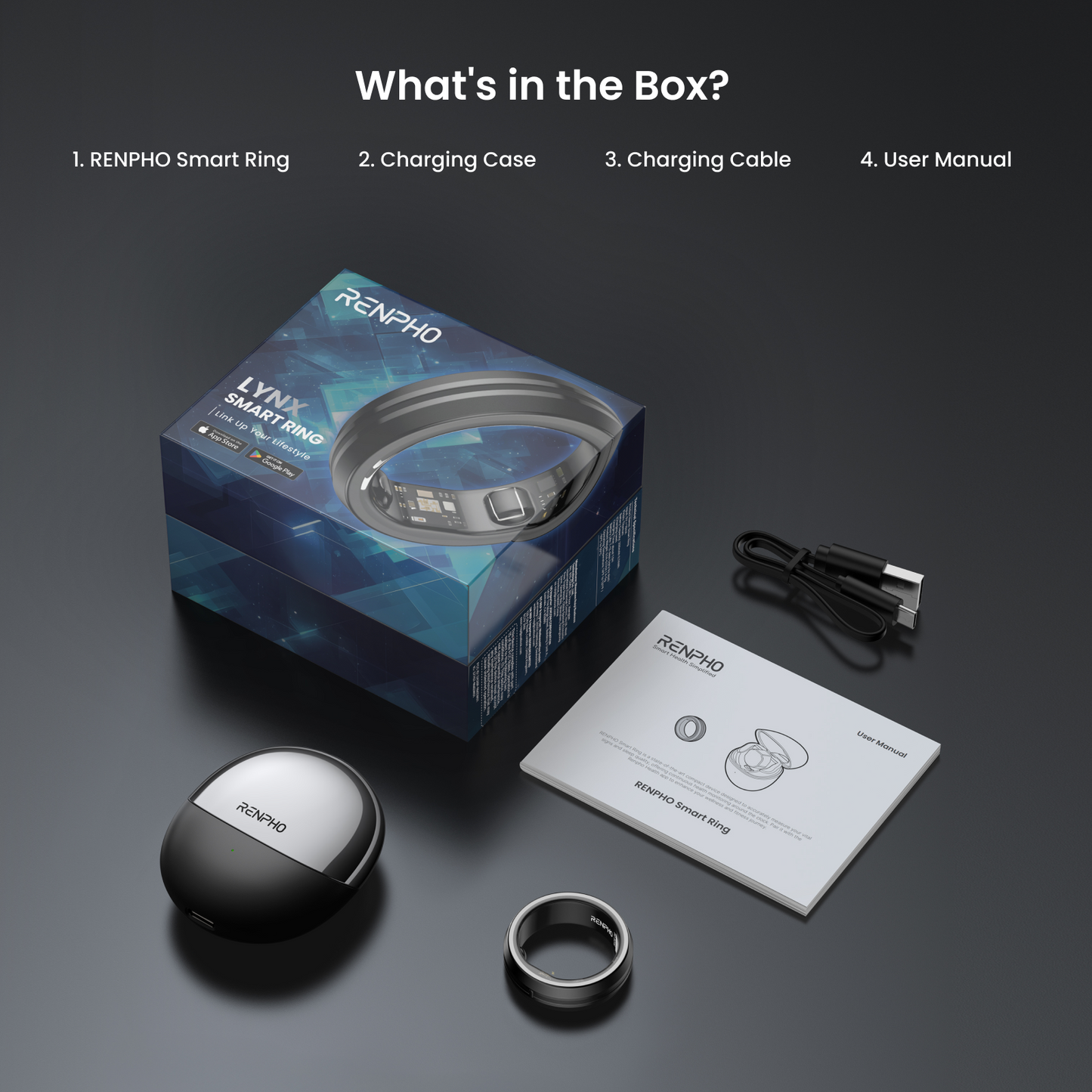 Renpho Lynx Smart Ring Health Tracker for Women & Men, Fitness & Sleep Monitor, FSA HSA Eligible Waterproof Titanium No Subscription, Size 9, Sliver