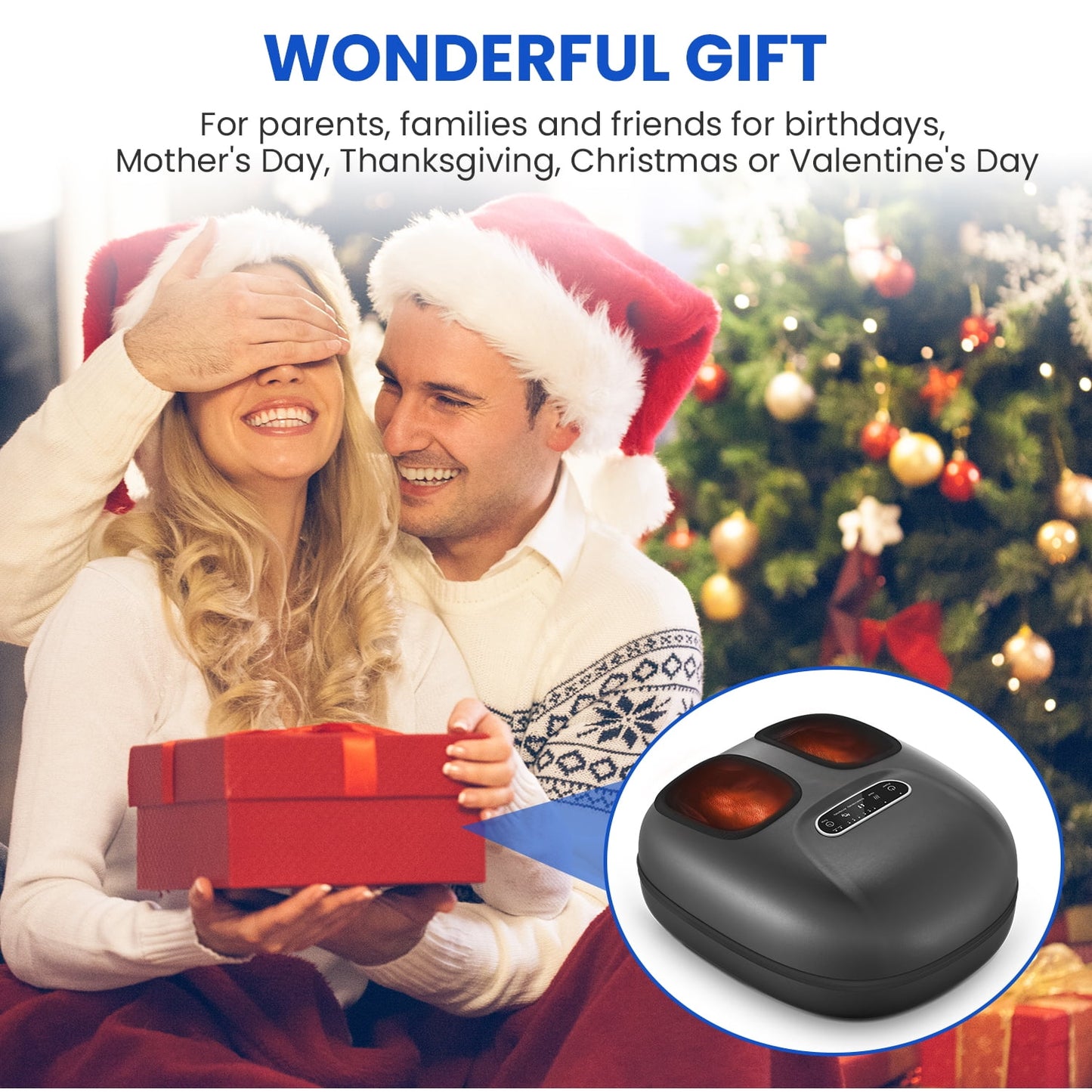 Renpho Shiatsu Foot Massager with Heat for Neuropathy Tired Foot Blood Circulation, FSA HSA Eligible, Birthday Gifts for Mom Dad Women Men, Black