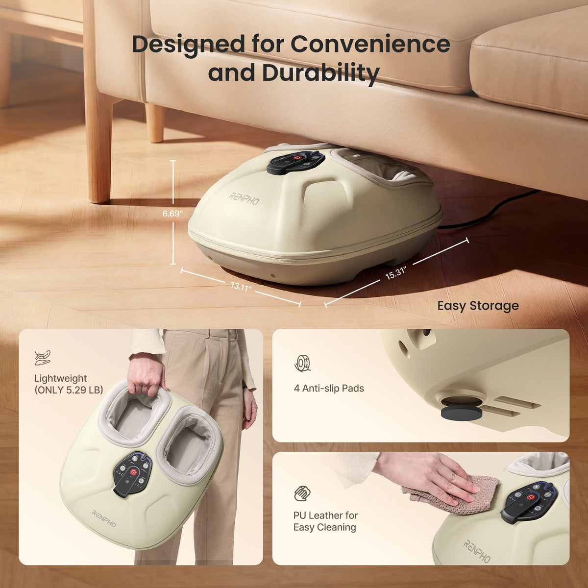 RENPHO Foot Massager with Heat Shiatsu Foot Massager Machine for Neuropathy Pain and 10 Air Compression for Kneading, Fsa Hsa Eligible, Gifts for Women