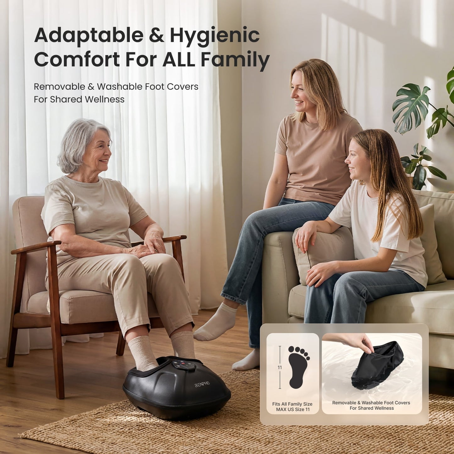 RENPHO Foot Massager with Heat, Shiatsu Foot Massager Machine for Neuropathy Pain and 10 Air Compression,FSA HSA Eligible Products, Valentines Day Gifts for Her Him