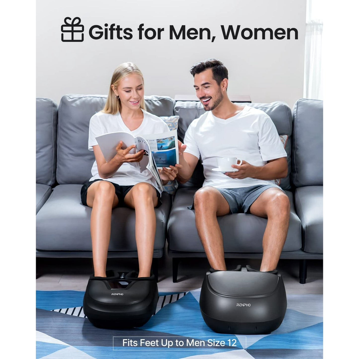 RENPHO Shiatsu Foot Massager Machine with Heat, Birthday Gifts for Mom Dad Men,Deep Kneading Therapy Improve Foot Wellness- Black