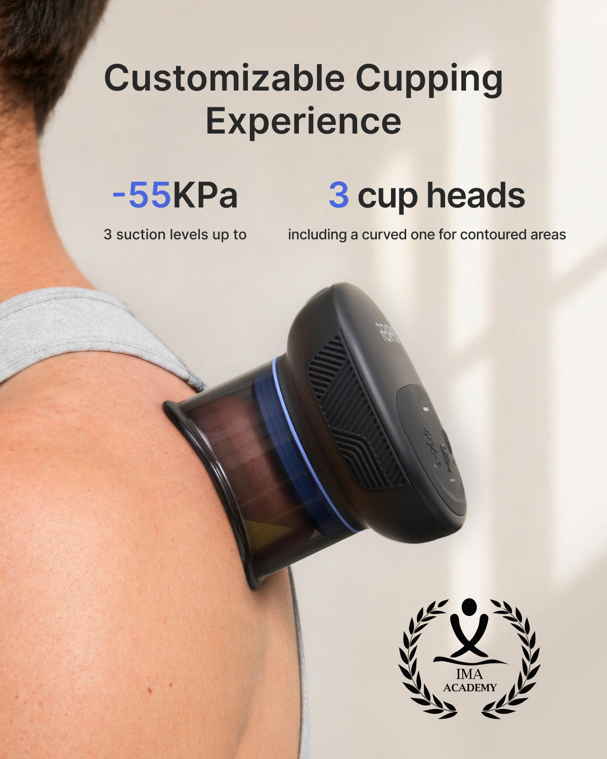 RENPHO Emberace Cup Cupping Massager with 850nm Infrared Heating, 2-Pack | 3 Suction Levels up to -55KPa, Rechargeable Multi-Device Sync, 6 Heads, Pouch, Ideal for Athlete & Office Tension Relief