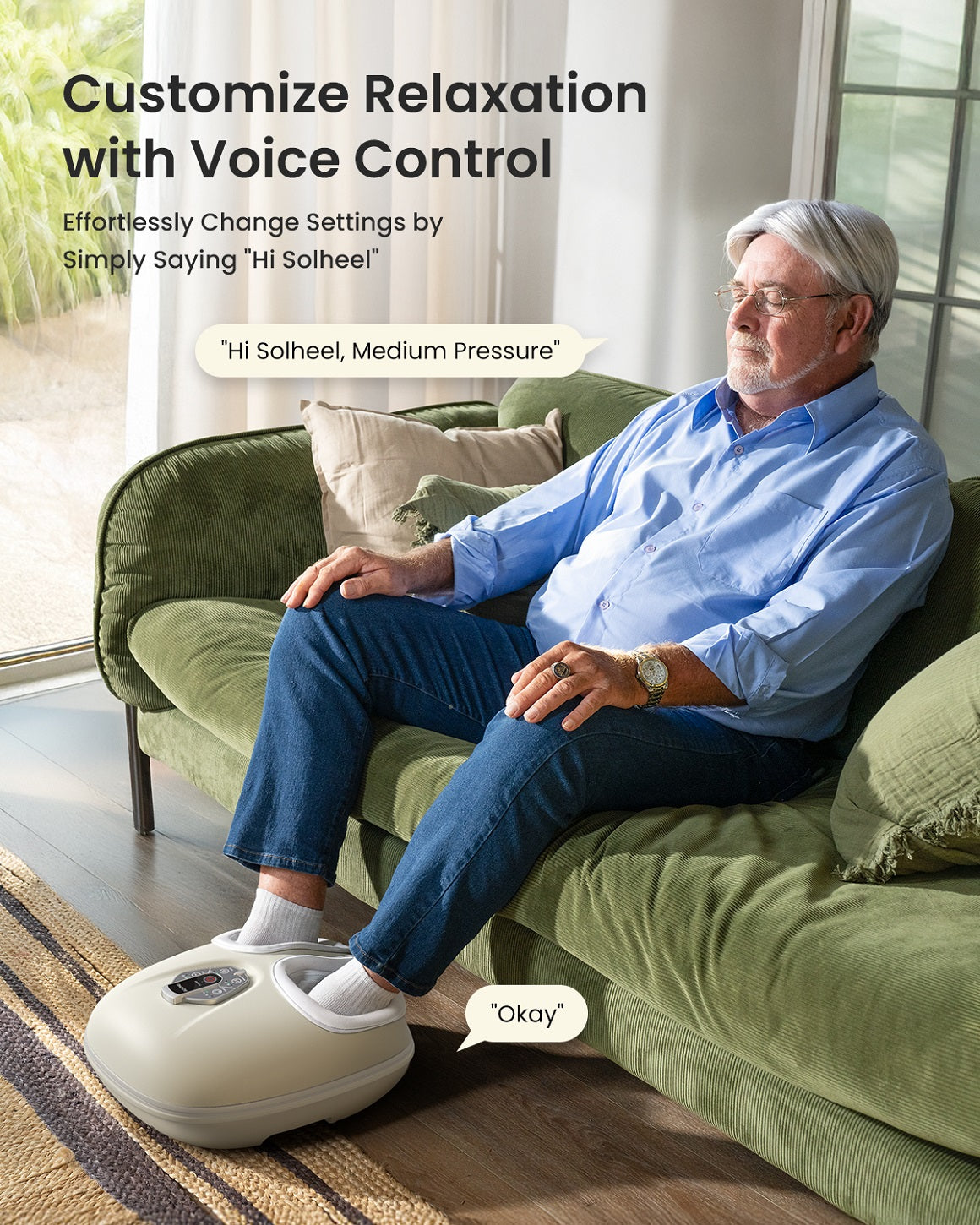 RENPHO Foot Massager Machine with Heat [2026 Upgraded], Shiatsu Foot Massager for Plantar Fasciitis, Valentines Day Gifts for Her Him, Exclusive Voice Control, Beige