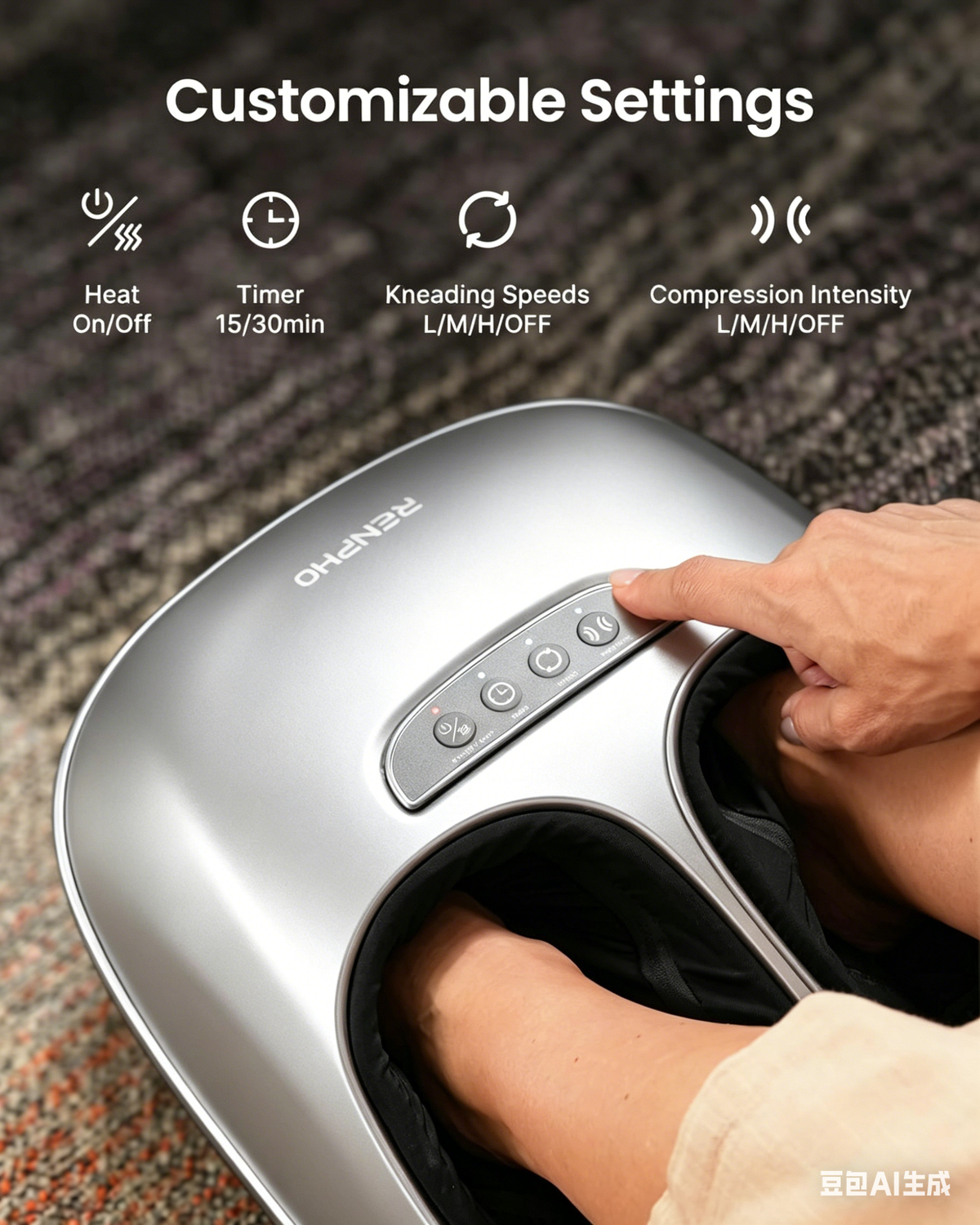 Shiatsu Foot Massager with Heat, Air Compression and Vibration for Plantar Fasciitis, Neuropathy and Foot Discomfort Relief