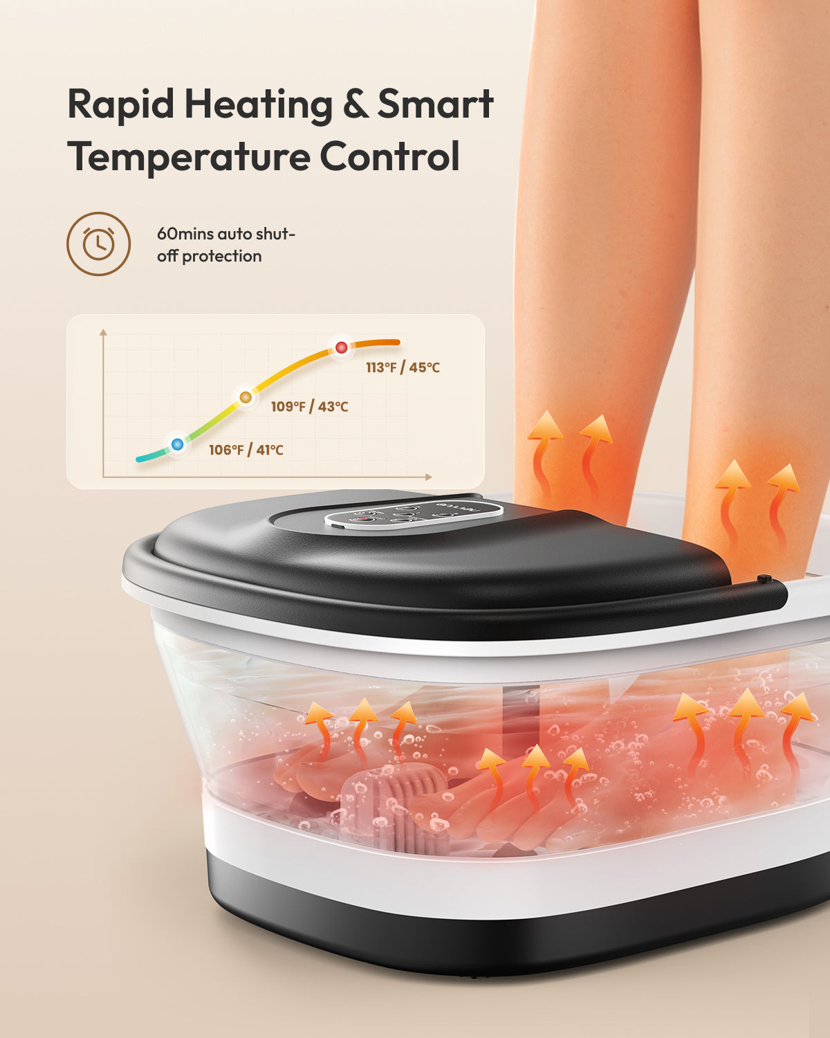 NEVVUE Collapsible Foot Spa and Massager with Heater, Christmas Gifts, Foot Bath with Remote, Foot Spa Massager with Timer, Feet Massager with 16 Rollers, Grinding Stone, Relax Your Feet