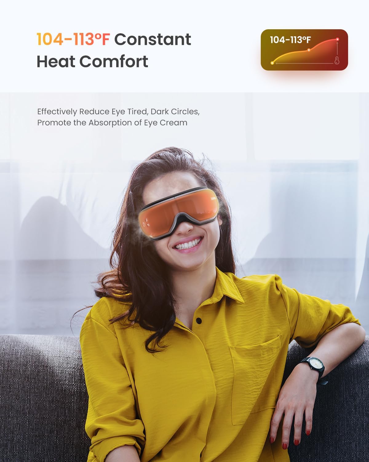 RENPHO Eye Massager with Heat, Heated Eye Mask, Eye Massager for Migraines with Bluetooth Music, Reduce Strain