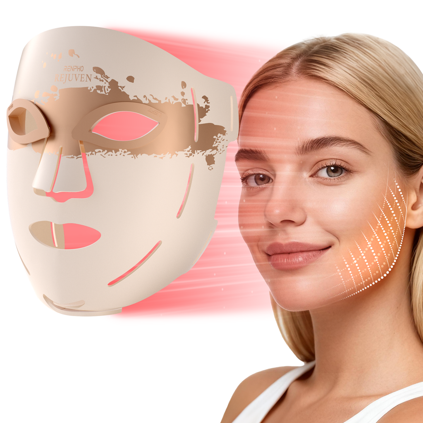RENPHO 4D Red Light Therapy Mask for Face 2026, 324 LEDs Full Face Coverage & 3 Light Modes, Facial Acne Treatment, Cordless