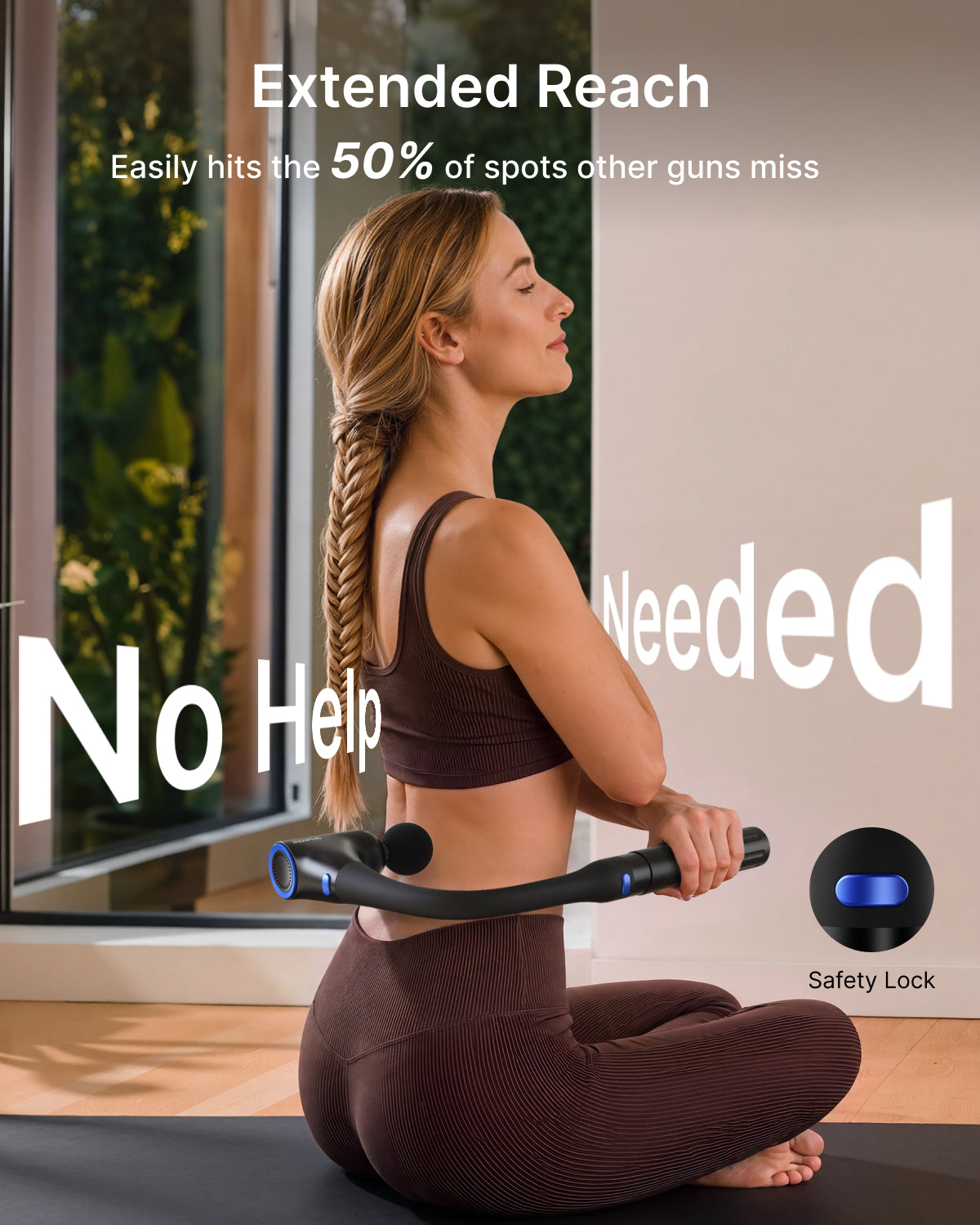 RENPHO Massage Gun with Extension Handle for Independent Reach, Detachable 4-in-1 Back Massager, 10MM Deep Tissue Muscle Massager Gun, Handheld Neck Massager for Everyday Relaxation, Portable Travel Tool, Gifts for Men Women
