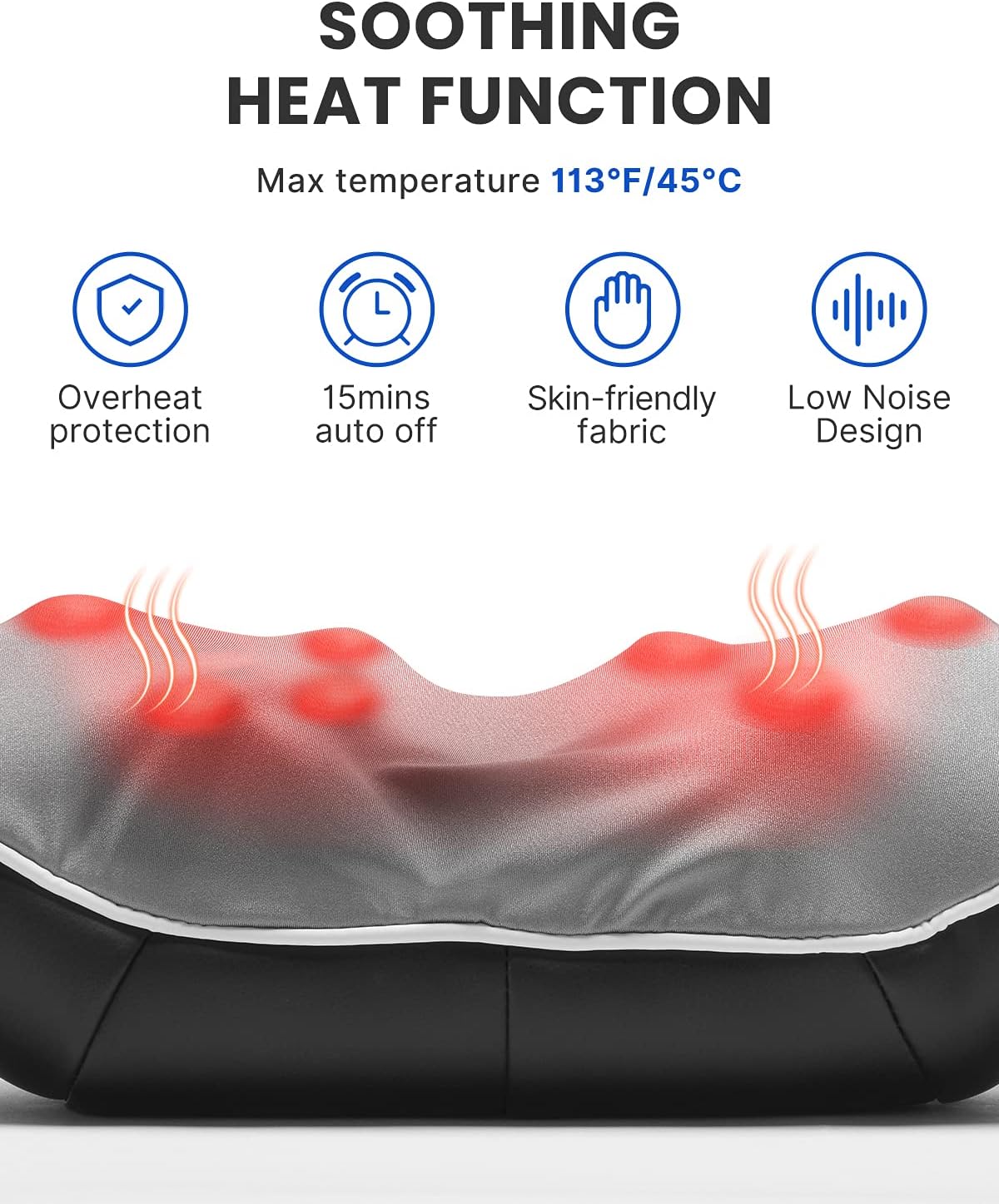 RENPHO Shiatsu Neck Massager with Heat & Vibration, Deep Tissue 3D Kneading Shoulder Massager for Pain Relief, Cordless Leather Gift for Women and Men