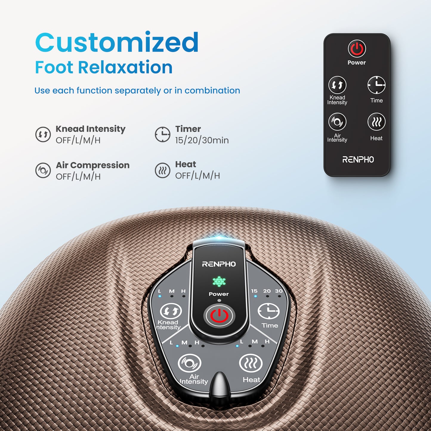 RENPHO Foot Massager Machine with Heat [2026 Upgraded], Shiatsu Foot Massager for Plantar Fasciitis, Valentines Day Gifts for Her Him, FSA Eligible HSA Store Eligible, Brown