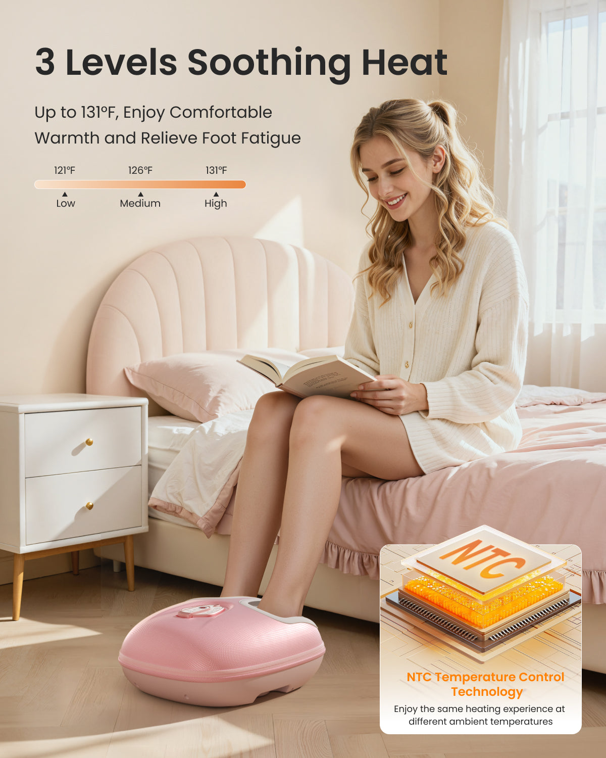 RENPHO Foot Massager Machine with Heat [2026 Upgraded], Shiatsu Foot Massager for Plantar Fasciitis, Valentines Day Gifts for Her Him, FSA Eligible HSA Store Eligible, Pink