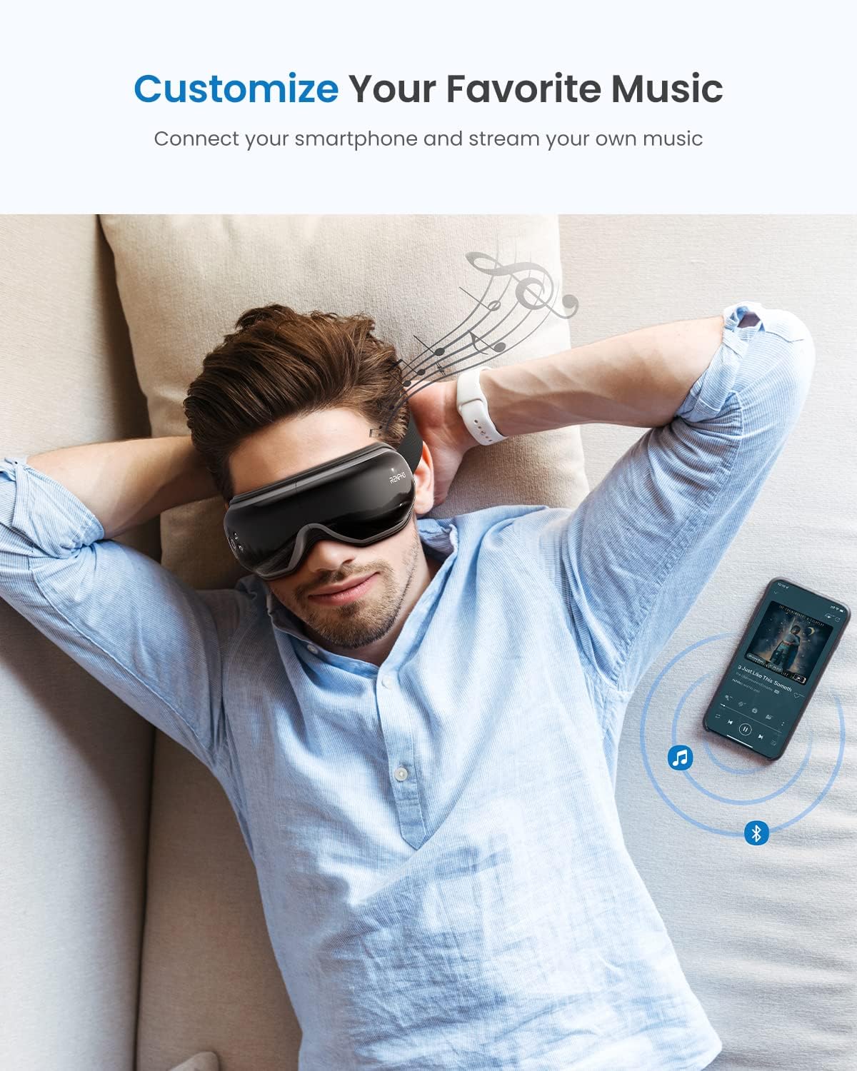 RENPHO Eye Massager with Heat, Heated Eye Mask, Eye Massager for Migraines with Bluetooth Music, Reduce Strain