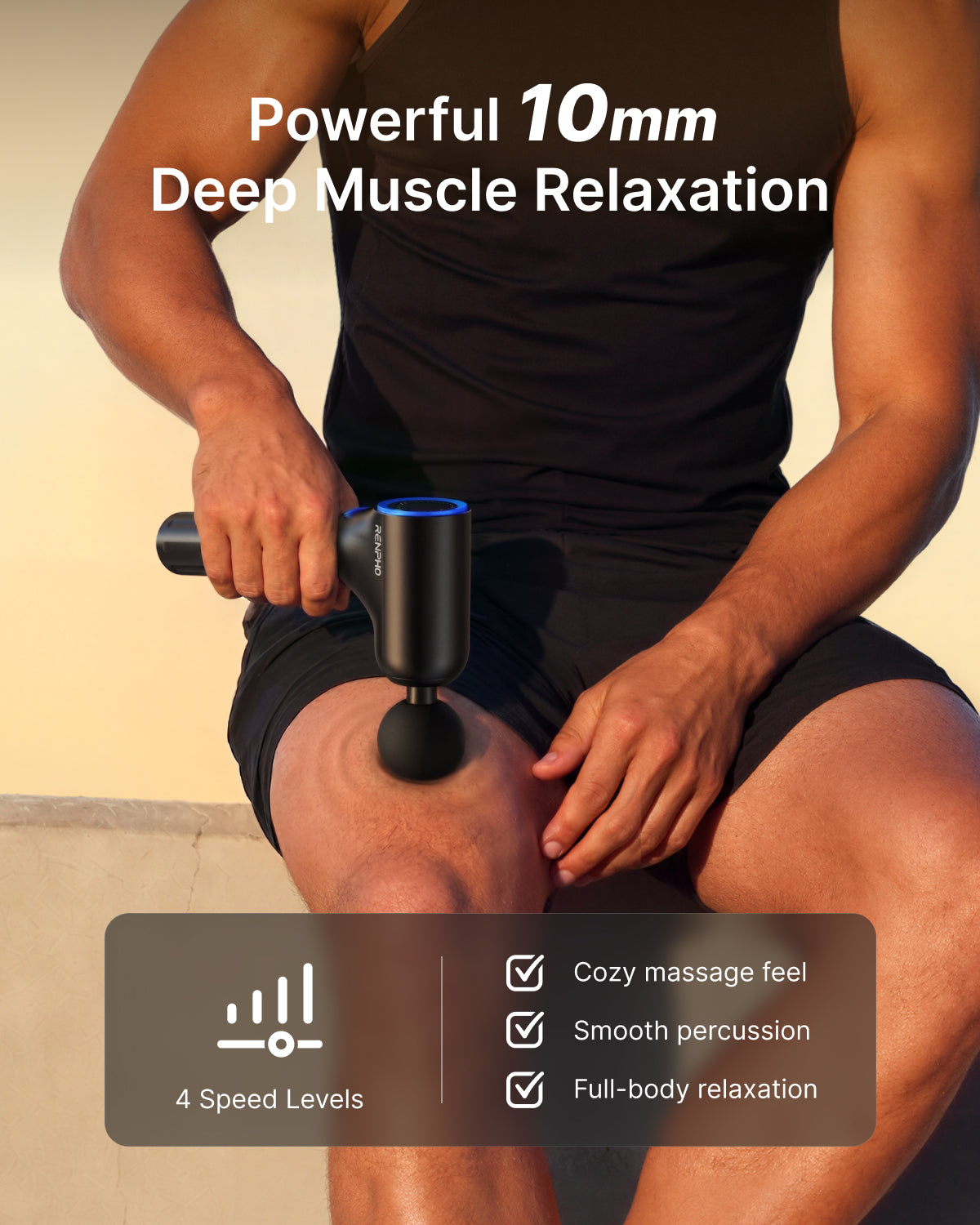 RENPHO Massage Gun with Extension Handle for Independent Reach, Detachable 4-in-1 Back Massager, 10MM Deep Tissue Muscle Massager Gun, Handheld Neck Massager for Everyday Relaxation, Portable Travel Tool, Gifts for Men Women