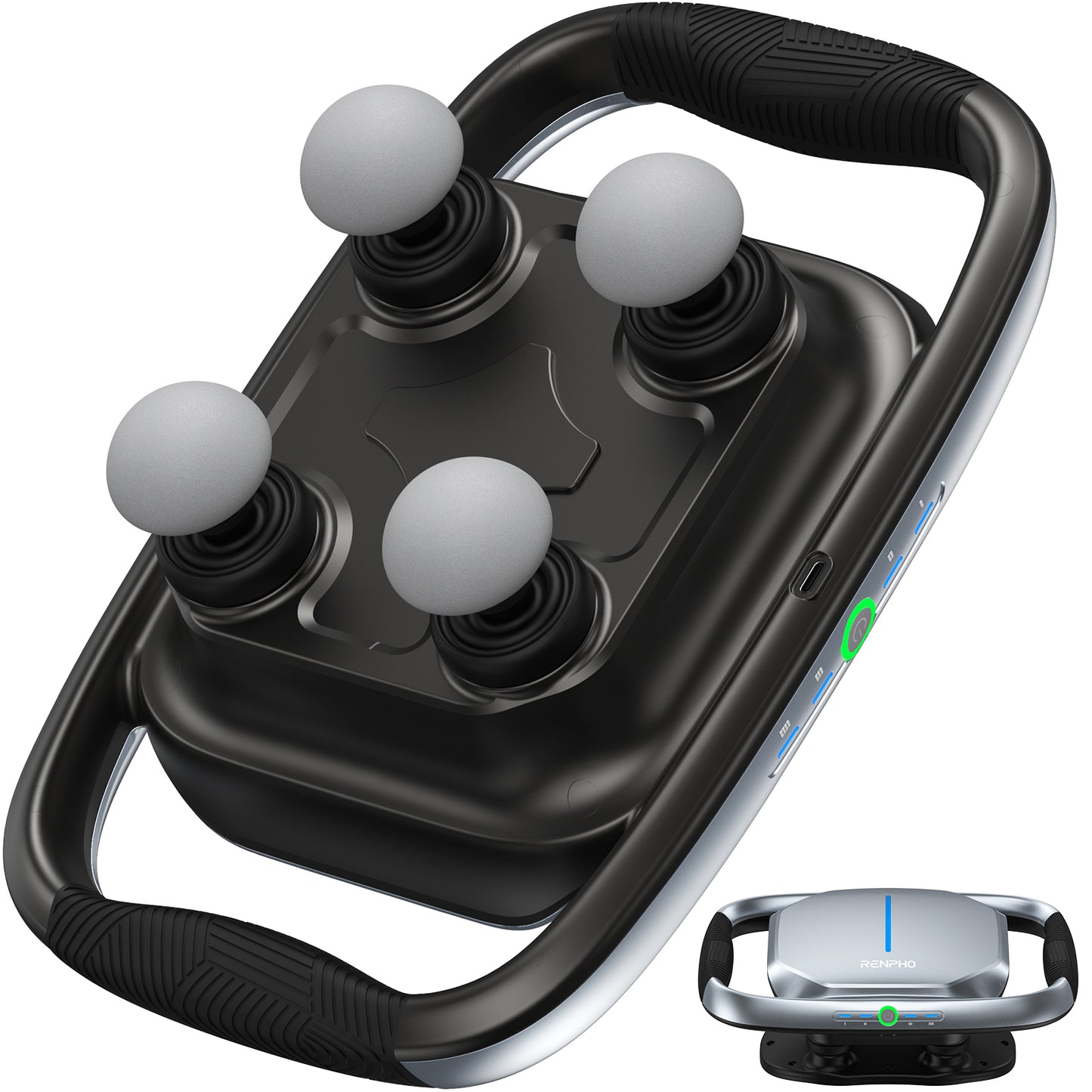 RENPHO QUAD 4-Head Massage Gun, Deep Tissue Muscle Massager with Replaceable Heads and Plate, Handheld Percussion Massage Tool for Back, Neck, Leg, Gifts for Women Men