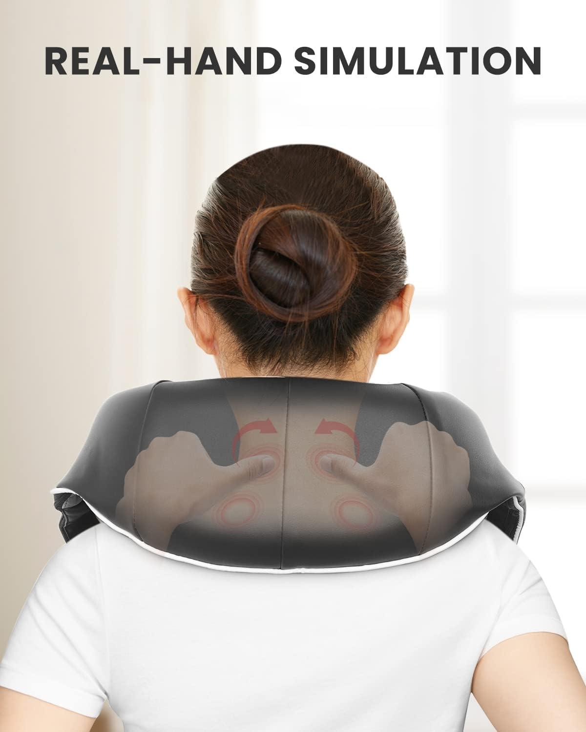 RENPHO Shiatsu Neck Massager with Heat & Vibration, Deep Tissue 3D Kneading Shoulder Massager for Pain Relief, Cordless Leather Gift for Women and Men