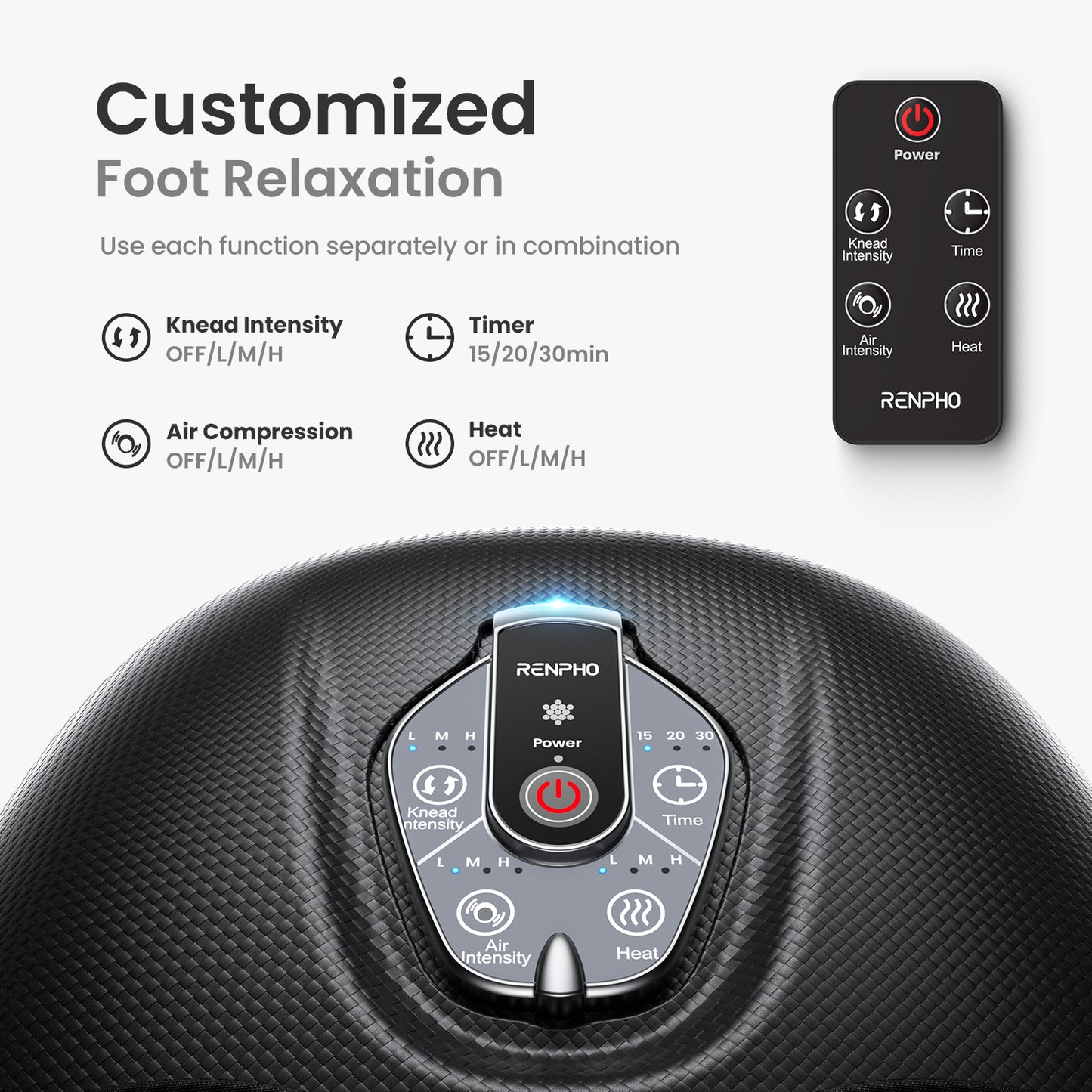 RENPHO Foot Massager Machine with Heat [2025 Upgraded], FSA HSA Eligible, Foot Massager for Plantar Fasciitis, 3 Heat Levels, Mothers Day Gifts for Women Mom Dad, Wireless Control, True Foot Massage