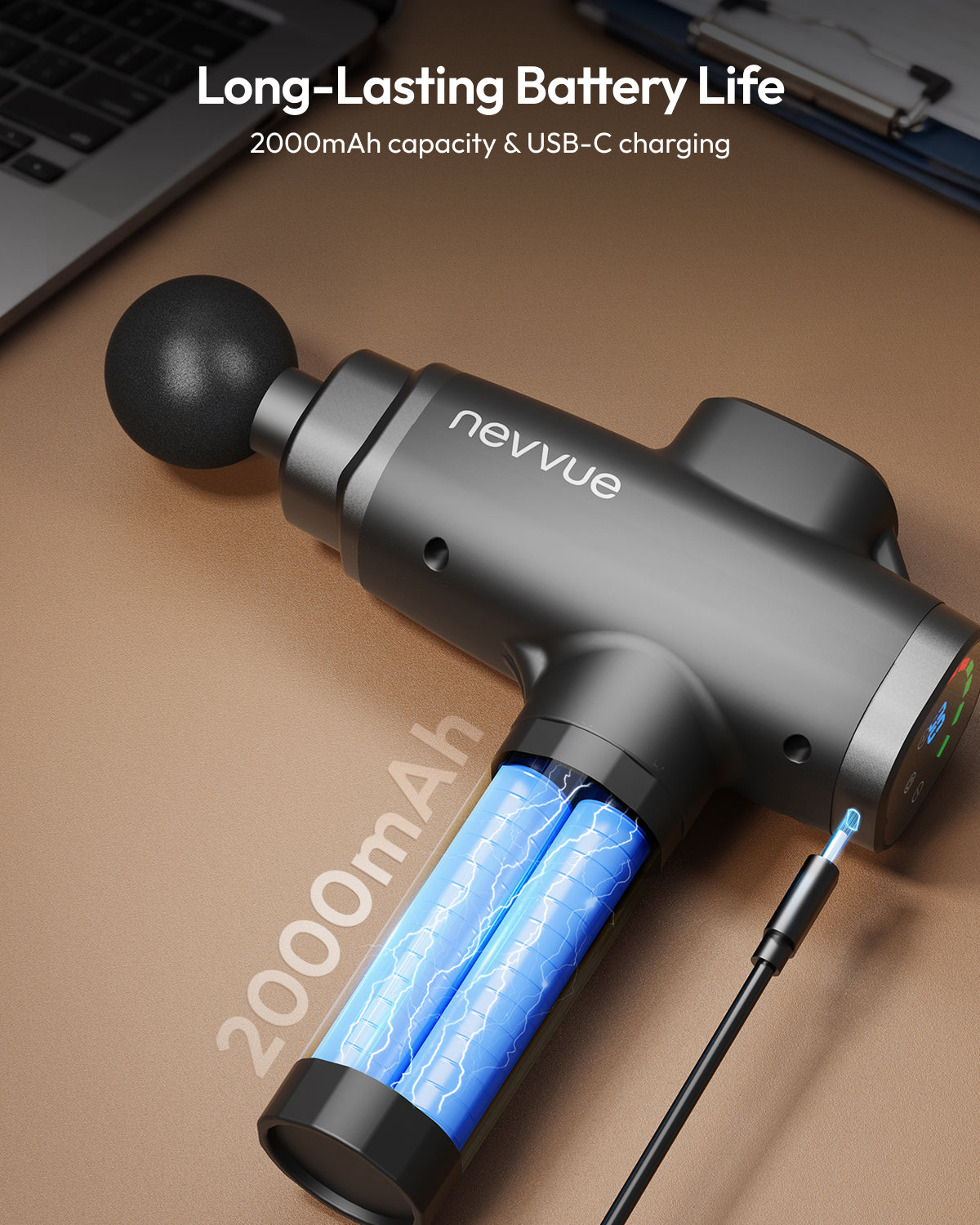 Massage Gun, Handheld Electric Muscle Massager, Deep Tissue Percussion Device, 30 Speed Levels, 6 Exchangable Massage Heads, LED Touch Display, Ultra-Quiet Motor, Portable & Travel-Friendly