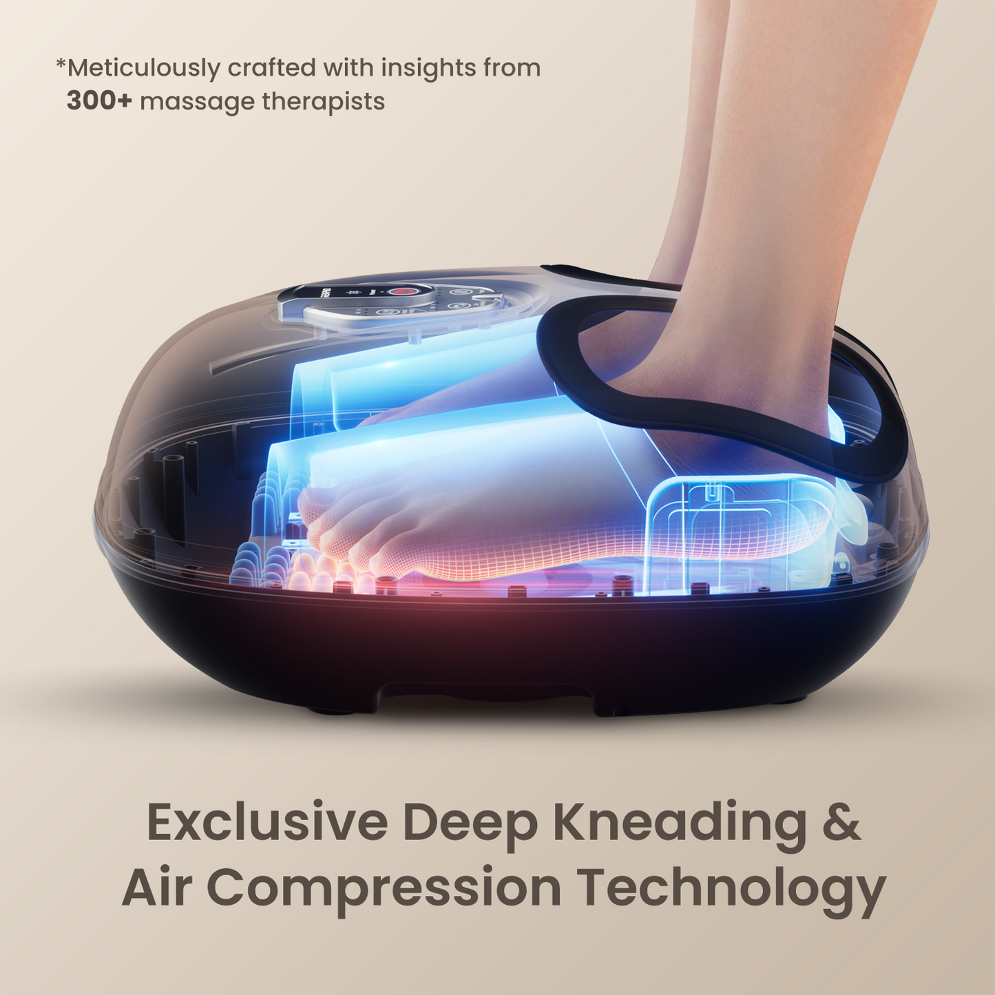 RENPHO 2025 Foot Massager Machine with Heat, Foot Massager for Plantar Fasciitis, 3 Heat Levels, Mothers Day Gifts for Women Mom Dad, Wireless Control, True Feet Massage, Up to Size 12, Brown