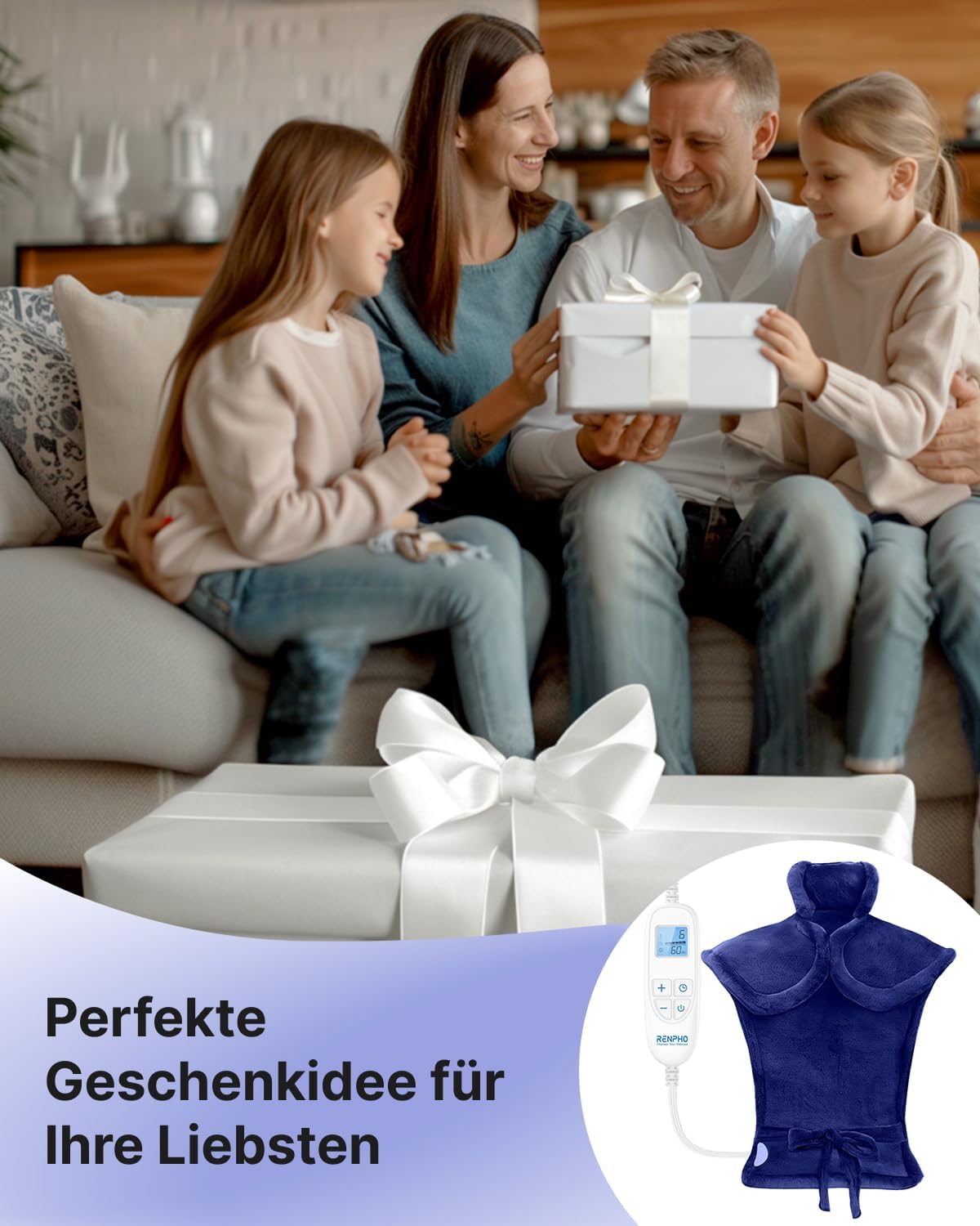 RENPHO Beschwertes Heizkissen für Nacken, Schultern & Rücken, Wärmeauflage
