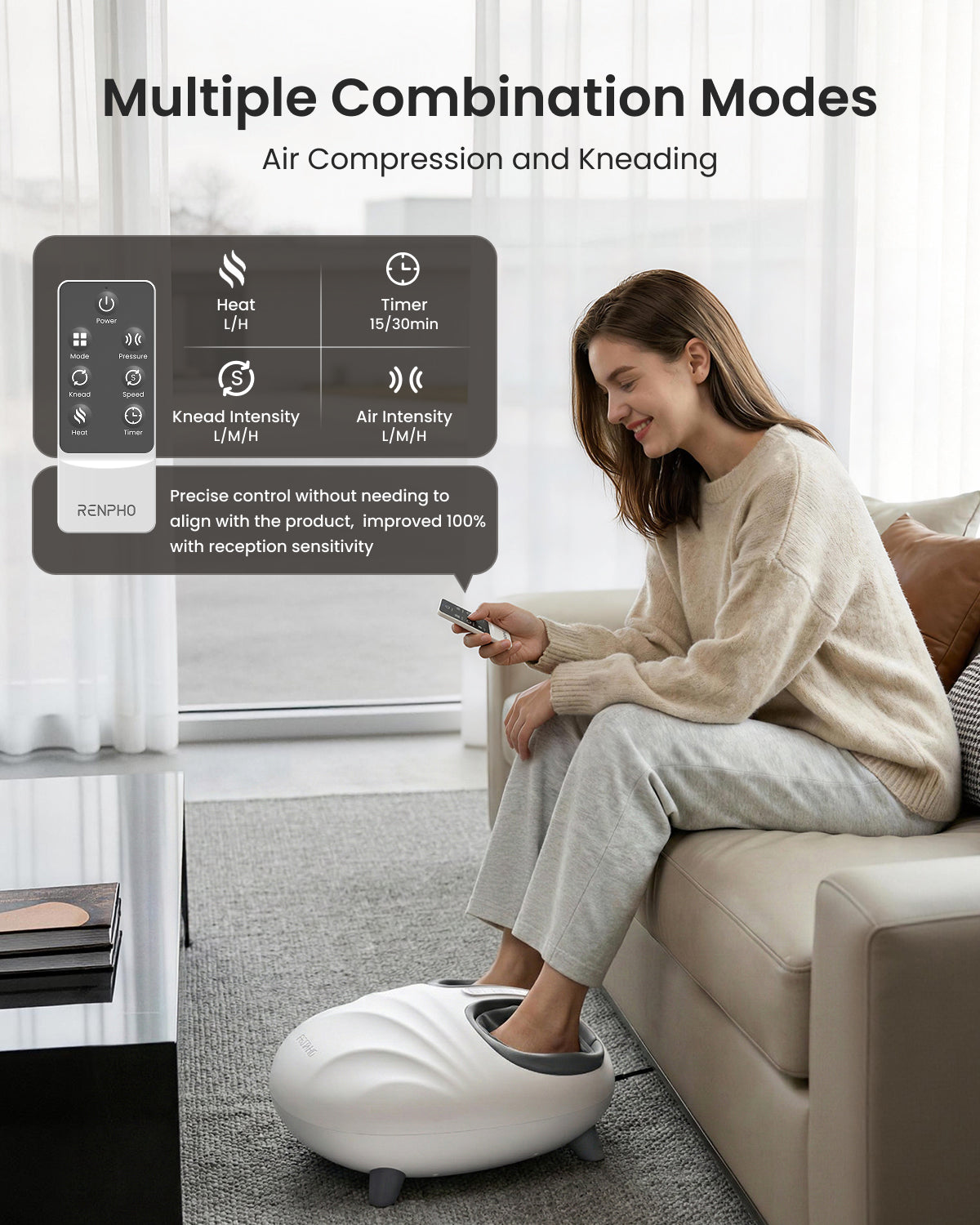 RENPHO Foot Massager Machine with Heat, Shiatsu Foot Massager for Plantar Fasciitis & Neuropathy, Cordless Control, Up to Size 13