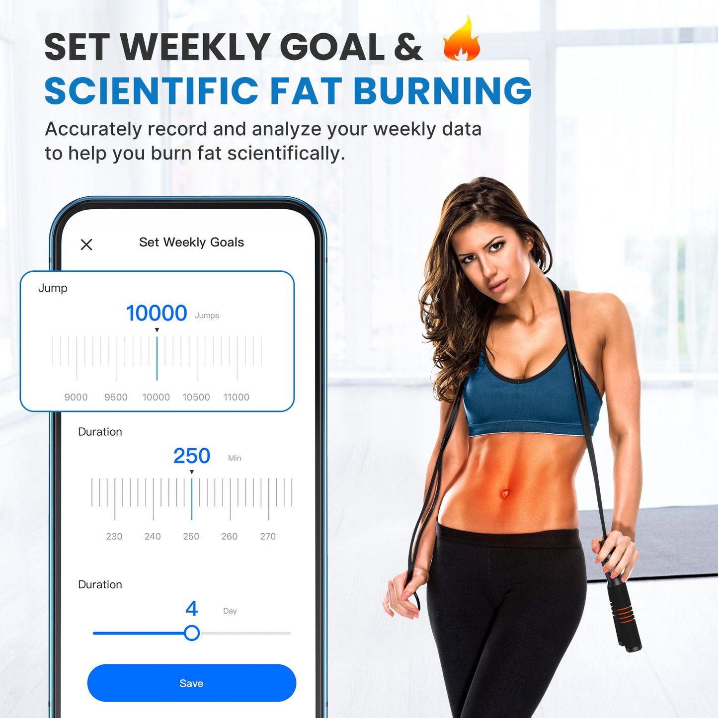 RENPHO Smart Jump Rope, Fitness Skipping Rope with APP Data Analysis and HD LCD Display