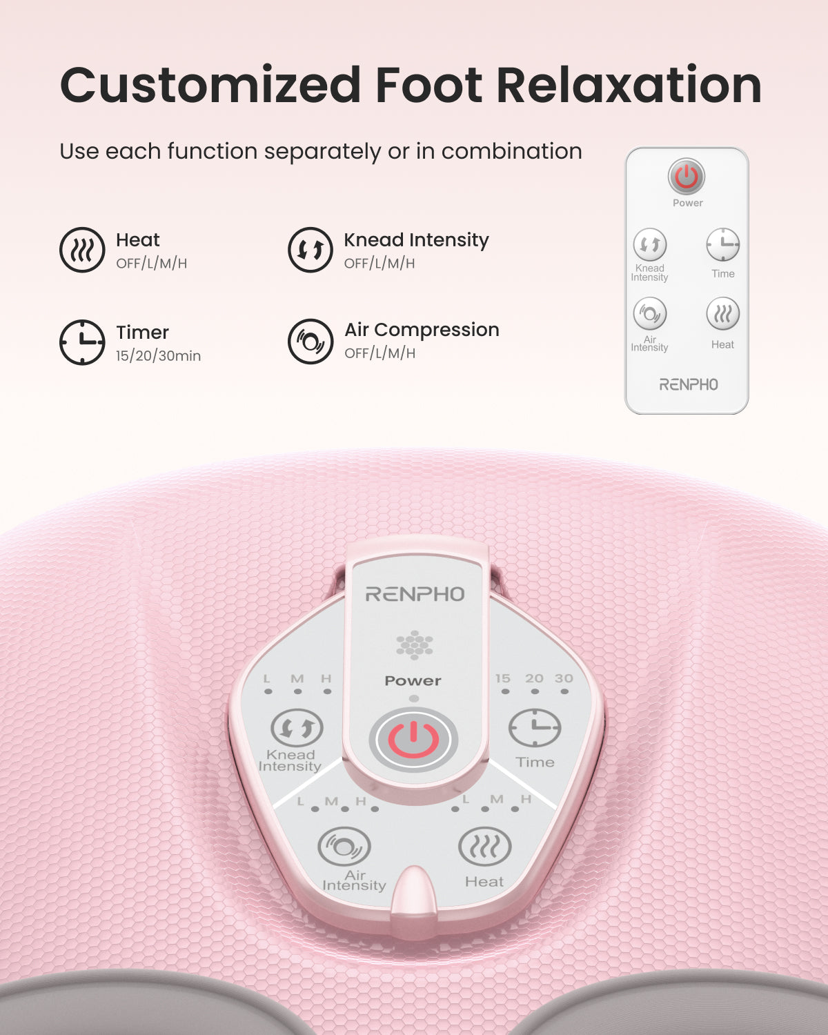 RENPHO Foot Massager Machine with Heat [2026 Upgraded], Shiatsu Foot Massager for Plantar Fasciitis, Valentines Day Gifts for Her Him, FSA Eligible HSA Store Eligible, Pink