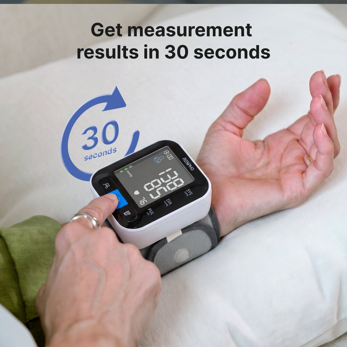 RENPHO Automatic Wrist Blood Pressure Monitor, Talking Large LCD, Adjustable Wrist Cuff, Digital Heart Rate, Portable BP Machine for Home & Travel