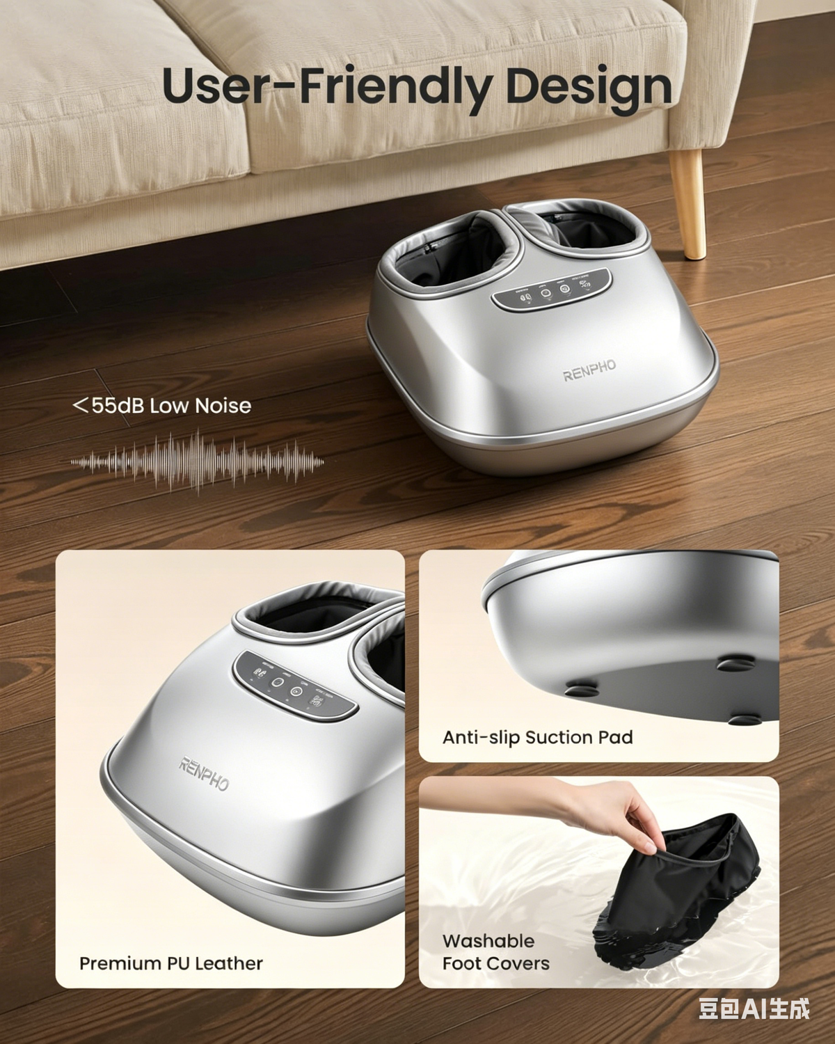 Shiatsu Foot Massager with Heat, Air Compression and Vibration for Plantar Fasciitis, Neuropathy and Foot Discomfort Relief