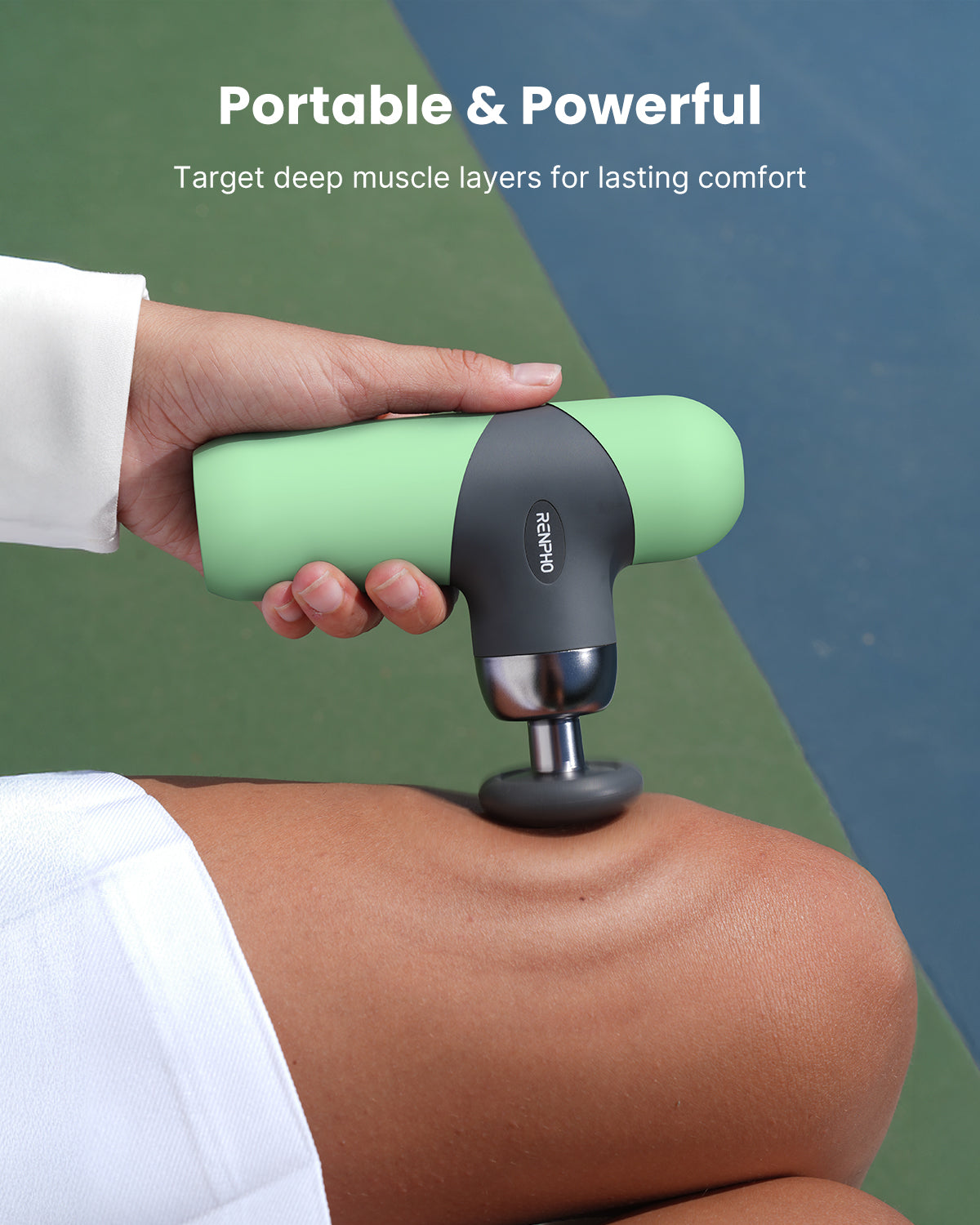 RENPHO Mini Thermal Massage Gun with Heat, FSA HSA Eligible, Portable Deep Tissue Percussion Massager, Color Silicone Sleeves Travel Size with Carry Case, Spearmint