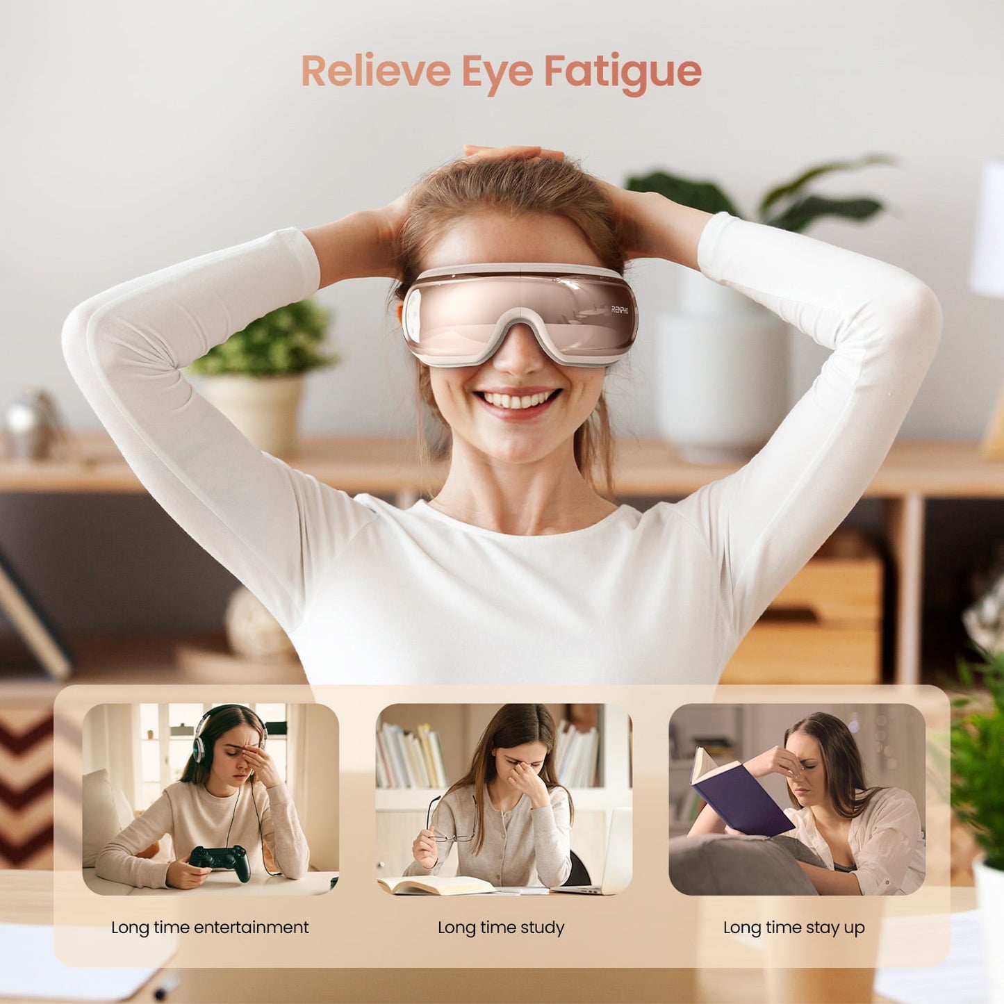 RENPHO Eye Massager with Heat and Cooling for Migraines, FSA HSA Eyeris Eye Sleep Mask with Voice Control, DIY Music Eye Relax Devices, Birthday, Valentines Gifts for Women/Men
