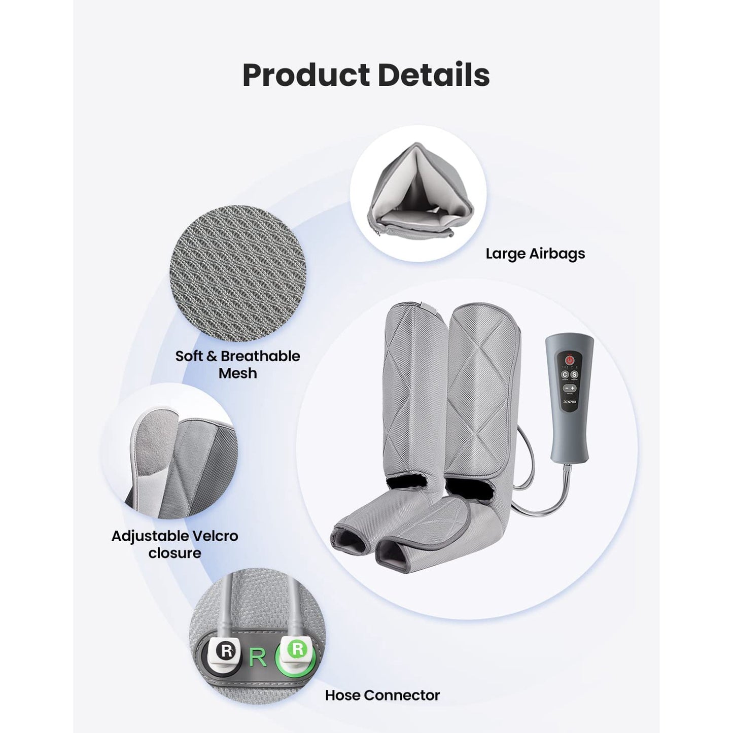 RENPHO Leg Massager for Circulation and Relaxation, Foot and Calf Massager Machine with 5 Modes 4 Intensities, Gift for Women Men Dad Mom, Over Wide Size Leg Wraps Home Use