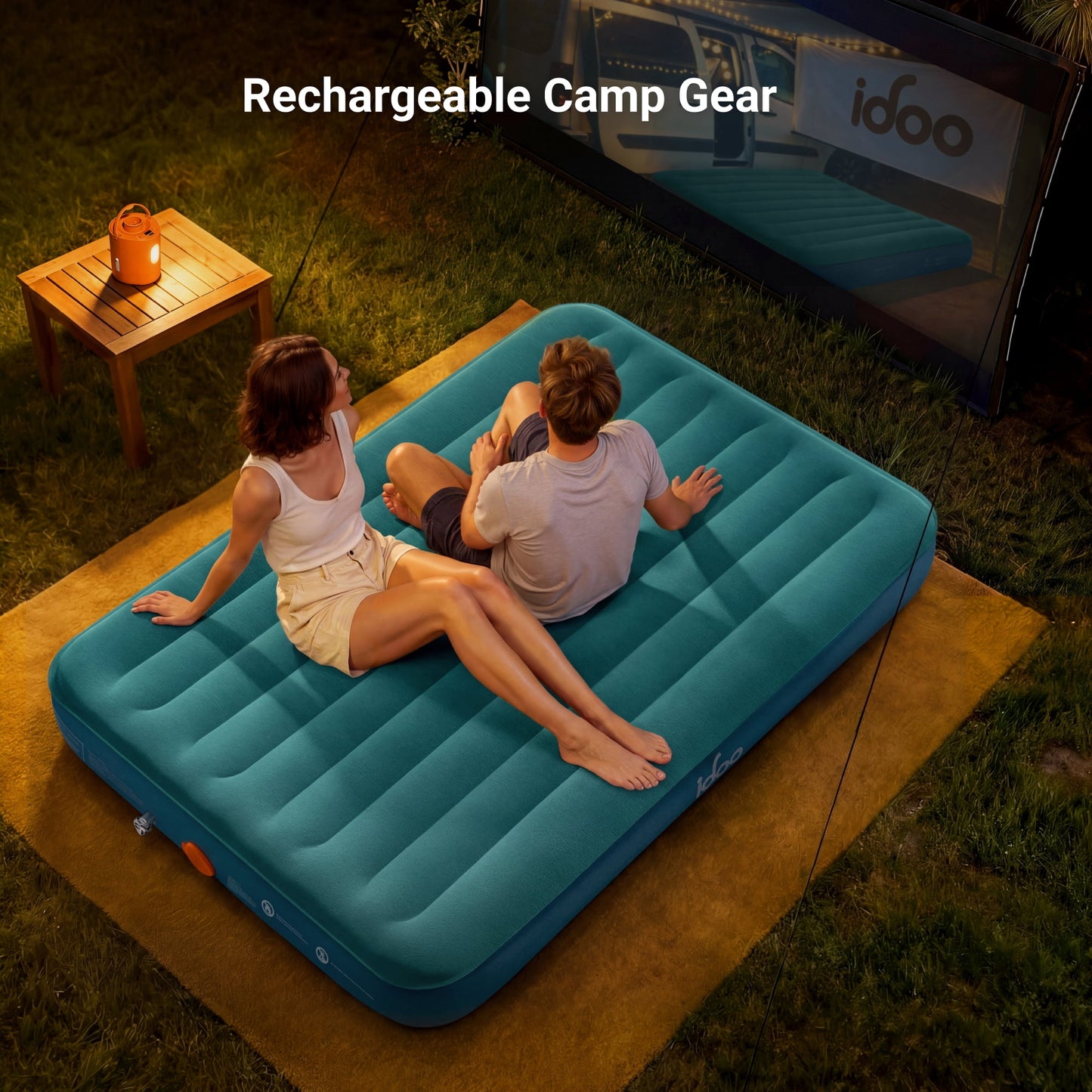 iDOO 10" Queen Size Air Mattress with Built-in Pump for Camping and Outdoor, 650lb Max