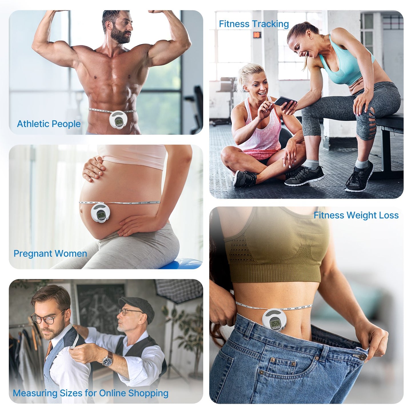 RENPHO Smart Tape Measure with App, Bluetooth Body Measuring Tape for Body Circumference Monitoring, Mother-to-Be, Bodybuilder