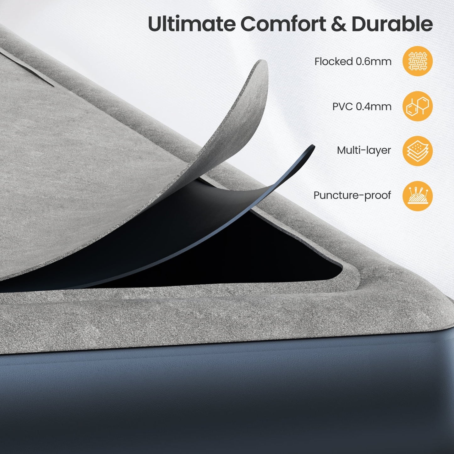 iDOO Queen Size Air Mattress, Inflatable Airbed with Built-in Pump, 650lb MAX