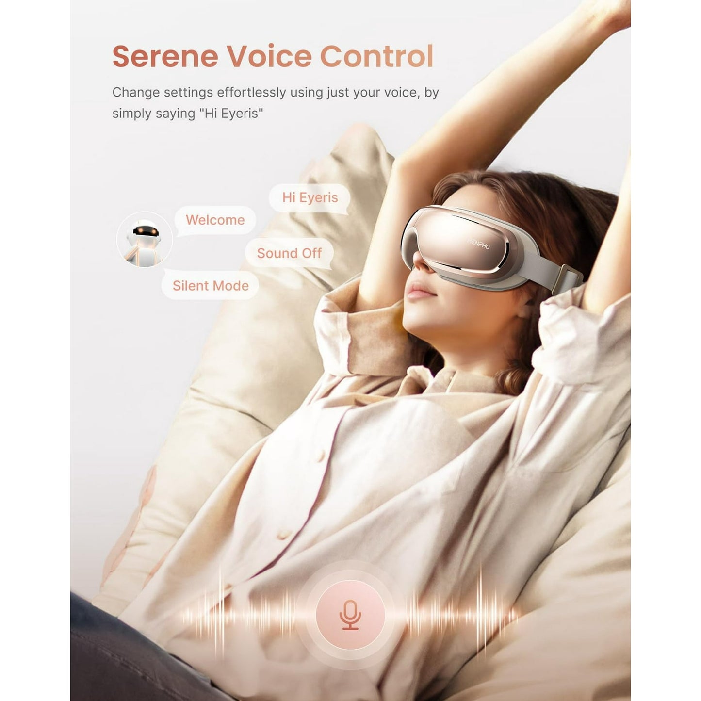RENPHO Eye Massager with Heat and Cooling for Migraines, FSA HSA Eyeris Eye Sleep Mask with Voice Control, DIY Music Eye Relax Devices, Birthday, Valentines Gifts for Women/Men