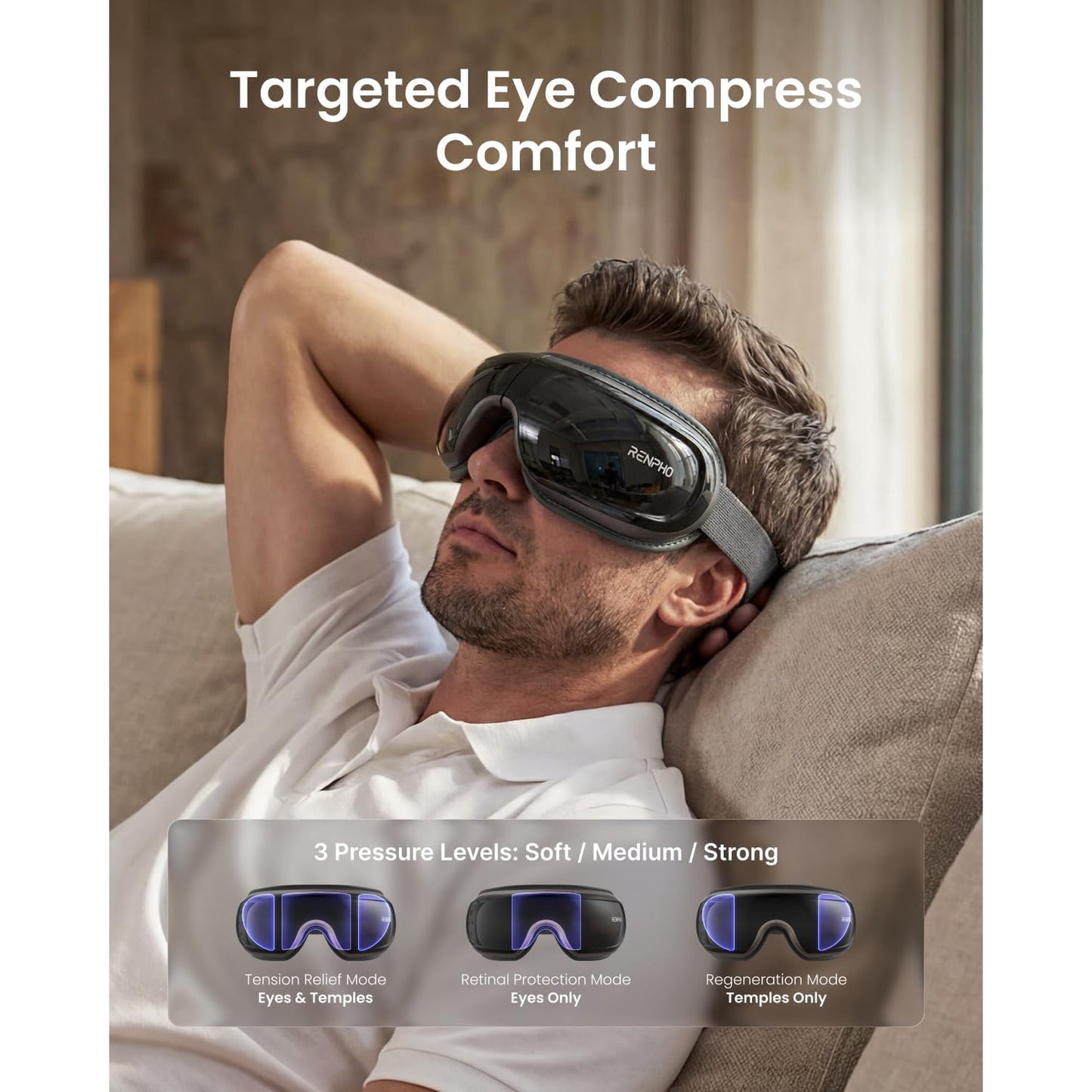 RENPHO Eyeris 3 Eye Massager with Heat and Cooling Voice Control, FSA Eligible HSA, Fathers Day Gift for Dad Men, Migraine Relief Eye Mask for Migraines, Eye Care Reduce Dry Eyes