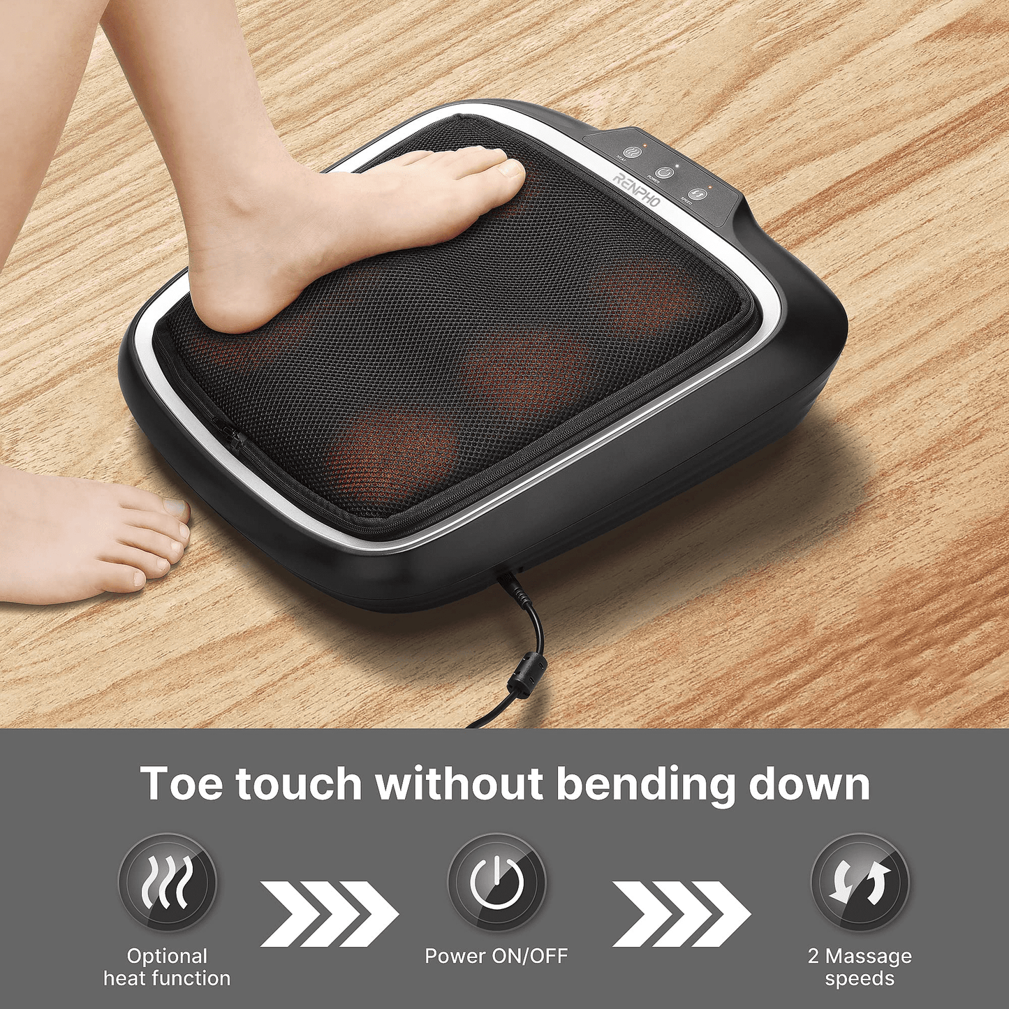 RENPHO Foot Massager with Heating,Shiatsu Foot Massager for Circulation, Back Massager, Foot Warmer and Massager for Neuropathy Muscle Pain Relief Plantar Fasciitis, Gifts for Women Men