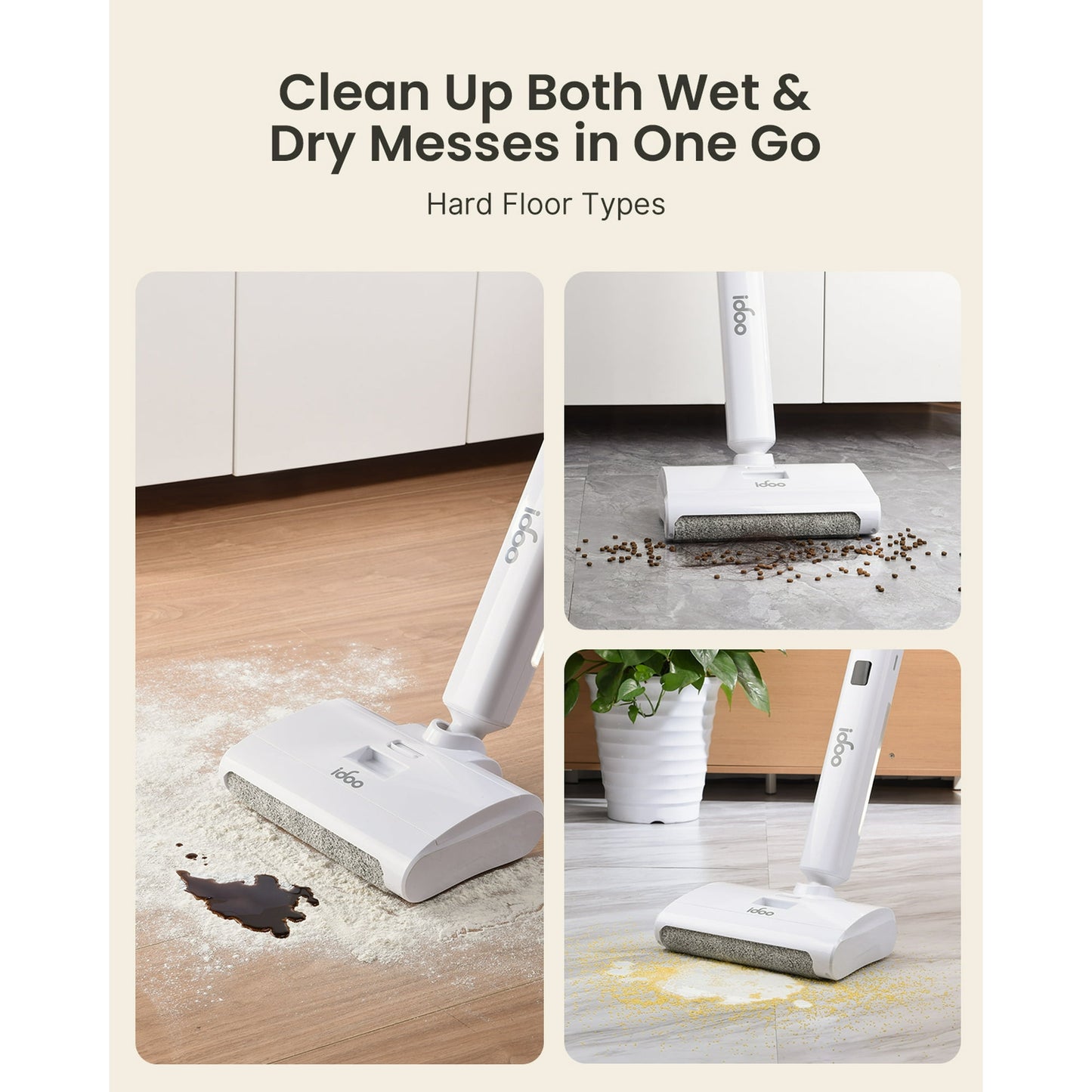 iDOO Cordless Wet Dry Vacuum Cleaner, Electric Vacuum Mop All in One