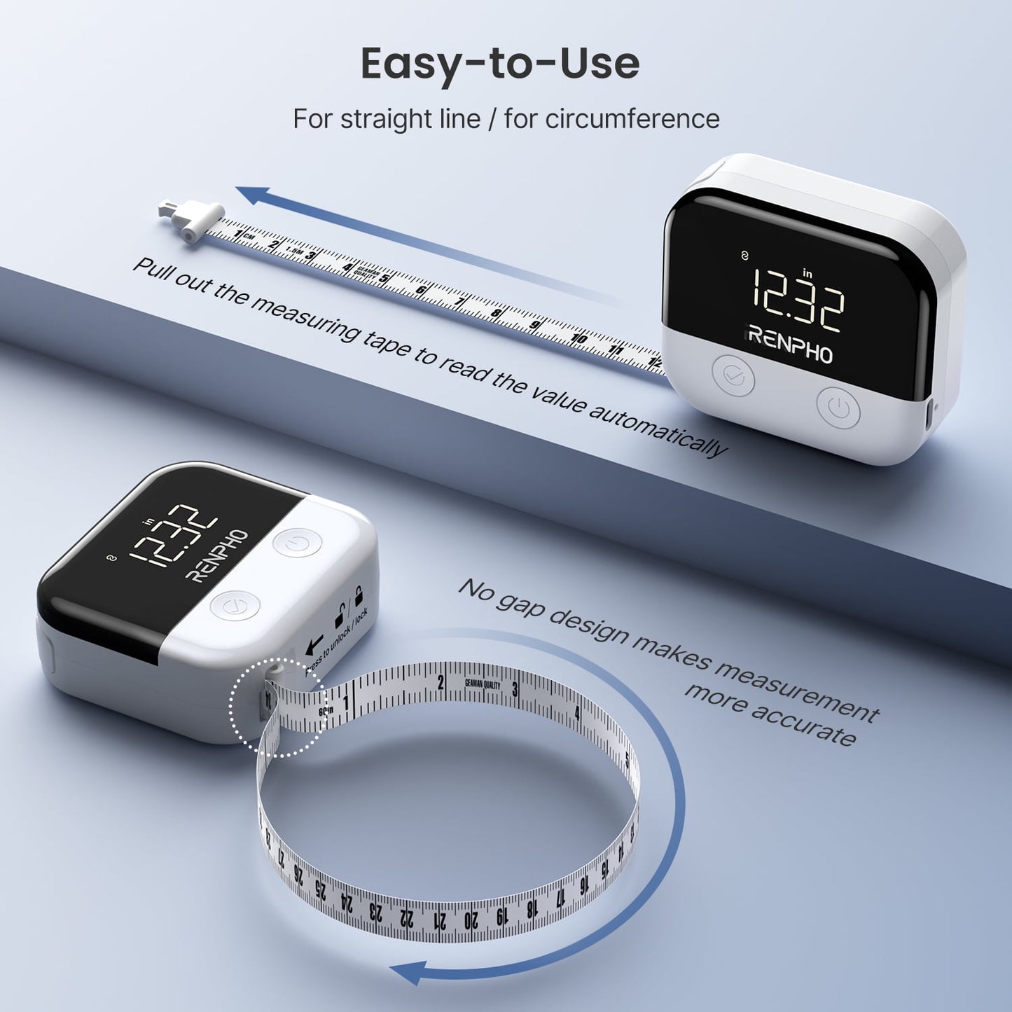 RENPHO Smart Tape Measure for Weight Loss, Bluetooth Fitness Equipment with App, Retractable