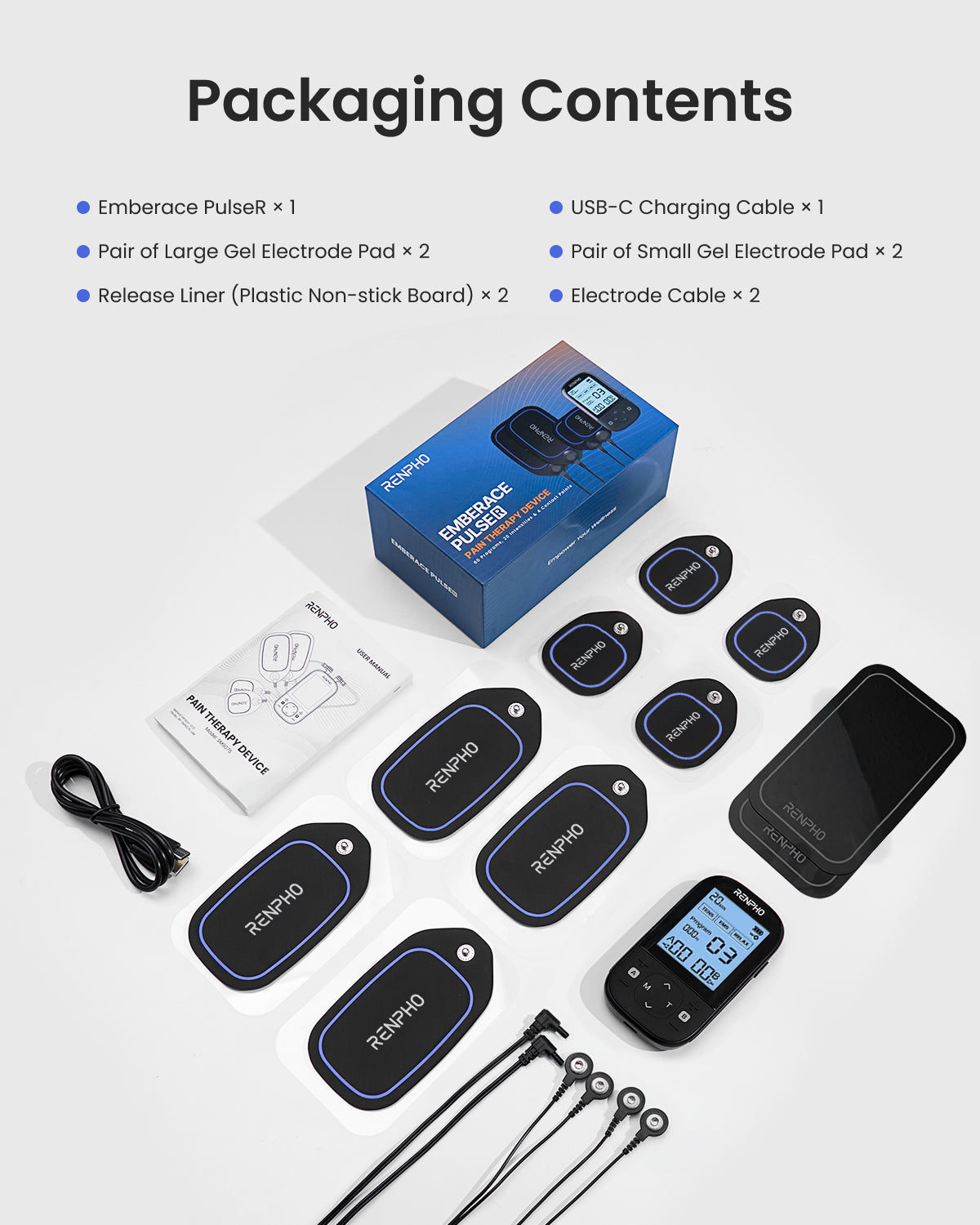 RENPHO TENS Unit Muscle Stimulator, Independent Dual Channel, 60 Programs, 20 Intensities, Reusable Gel Electrode Pads