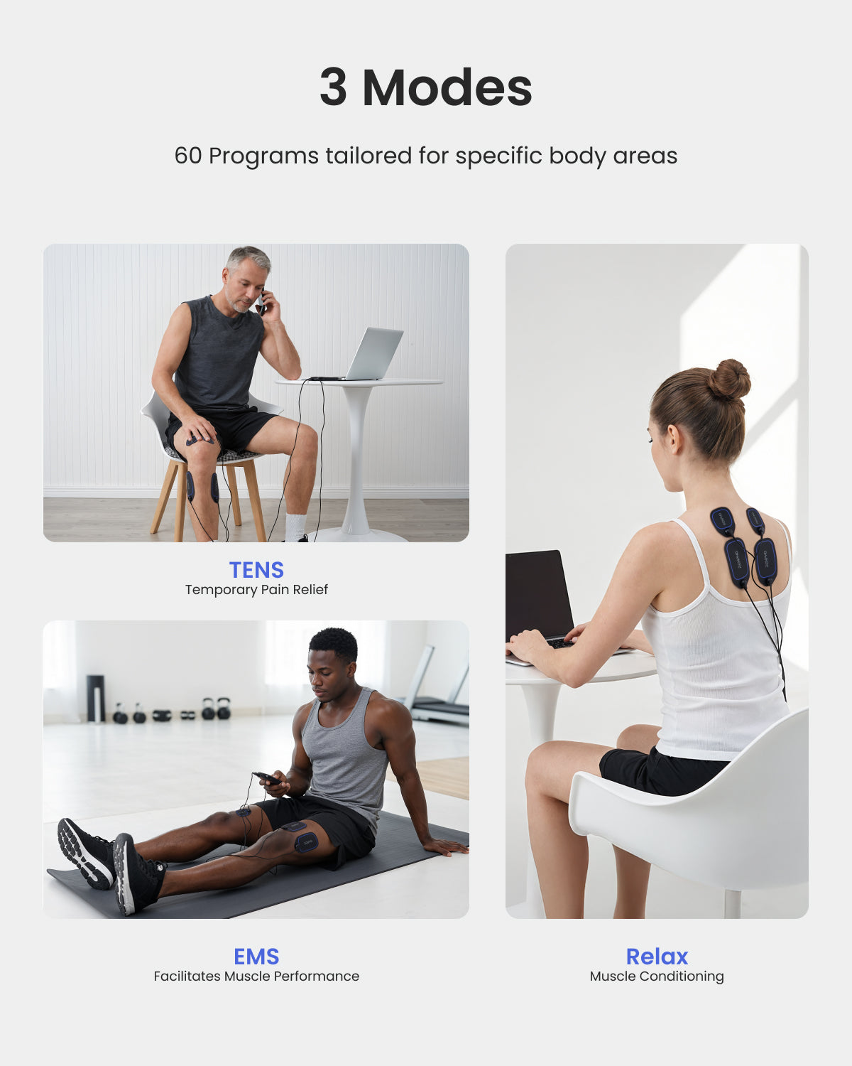 RENPHO TENS Unit Muscle Stimulator, Independent Dual Channel, 60 Programs, 20 Intensities, Reusable Gel Electrode Pads