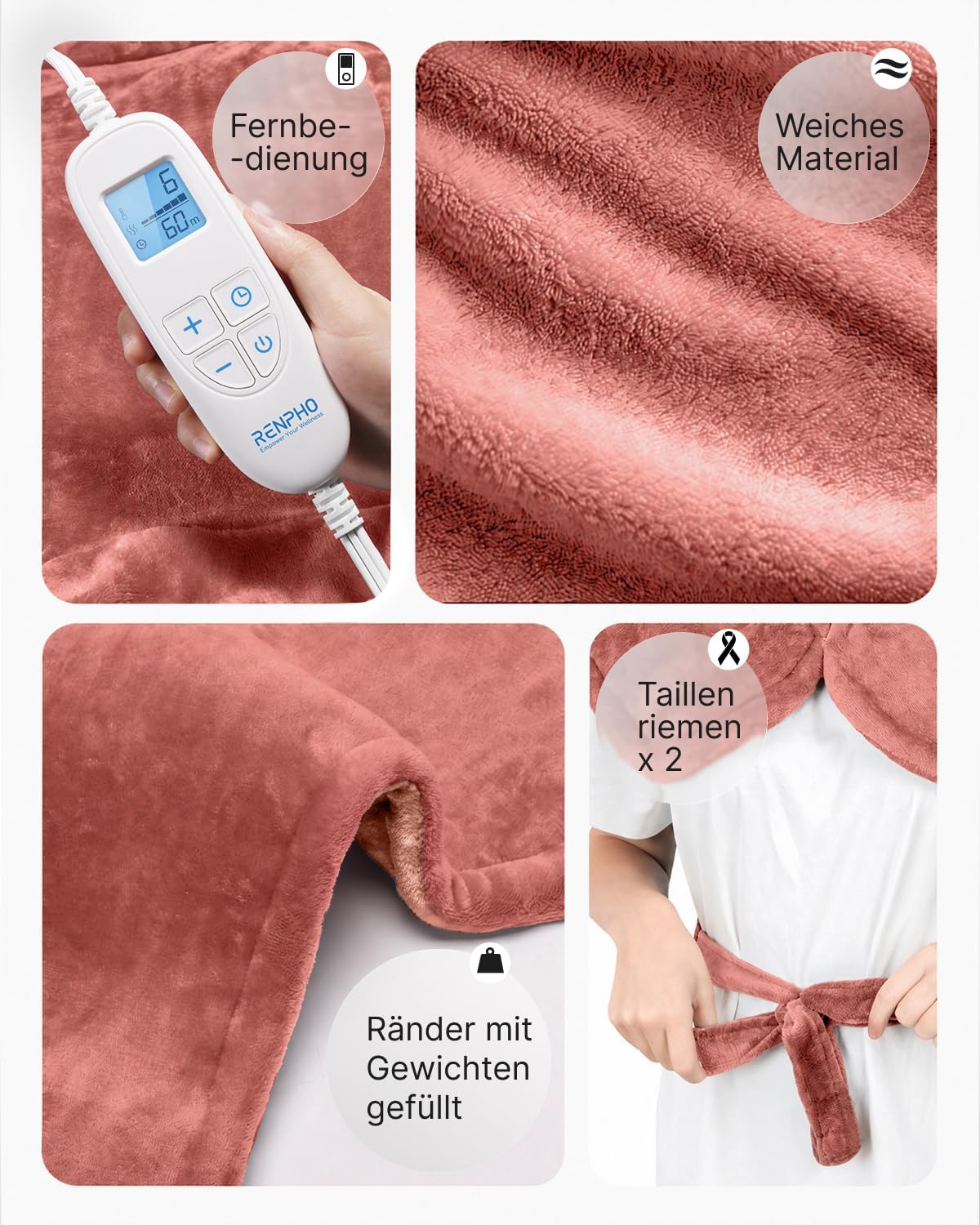 RENPHO Beschwertes Heizkissen für Nacken, Schultern & Rücken, Wärmeauflage