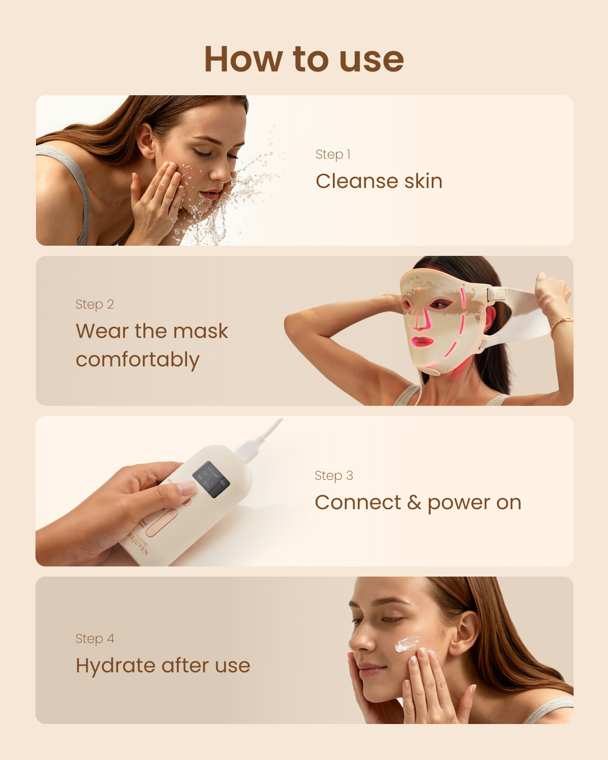 RENPHO 4D Red Light Therapy Mask for Face 2026, 324 LEDs Full Face Coverage & 3 Light Modes, Facial Acne Treatment, Cordless