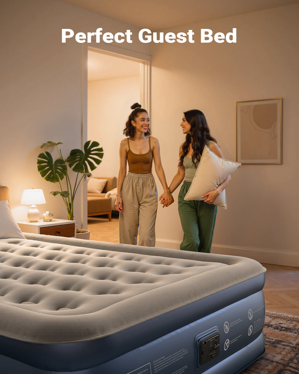 iDOO Inflatable Air Mattress King Size, Air Bed with Built-in Electric Pump, Upgraded Blow Up Mattress in 3 Mins Fast Inflation, Portable Double Airbed for Home Camping Travel 203x152x46cm