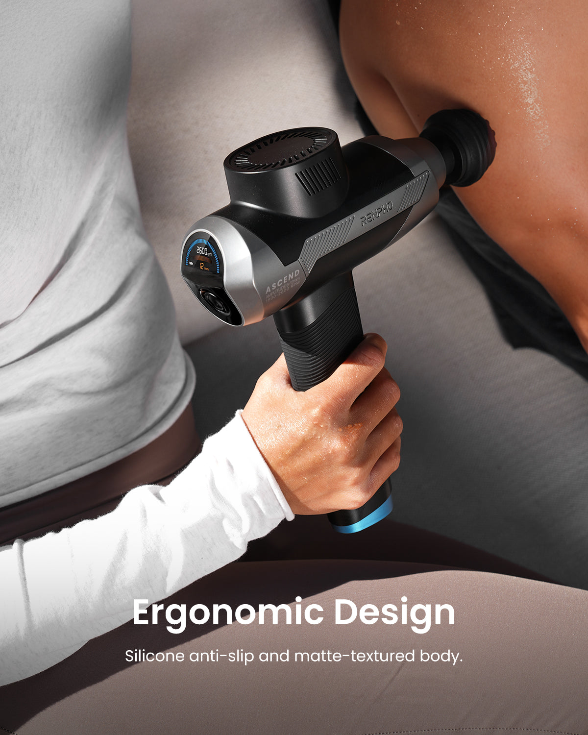 RENPHO Massage Gun Deep Tissue with 6-12mm Adjustable Amplitude Heavy-Duty, Percussion Professional Muscle Massager Gun with Portable Case for Athtetes & Home Use