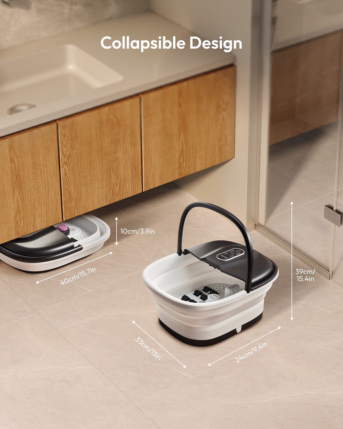 NEVVUE Collapsible Foot Spa and Massager with Heater, Christmas Gifts, Foot Bath with Remote, Foot Spa Massager with Timer, Feet Massager with 16 Rollers, Grinding Stone, Relax Your Feet