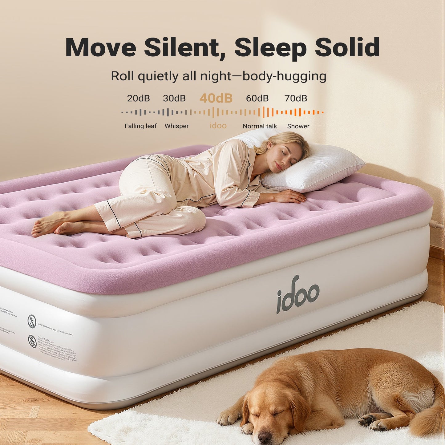 iDOO 18" Queen Size Air Mattress with Built-in Pump, Quick Self-Inflation/Deflation in 3 Mins, 700lb MAX